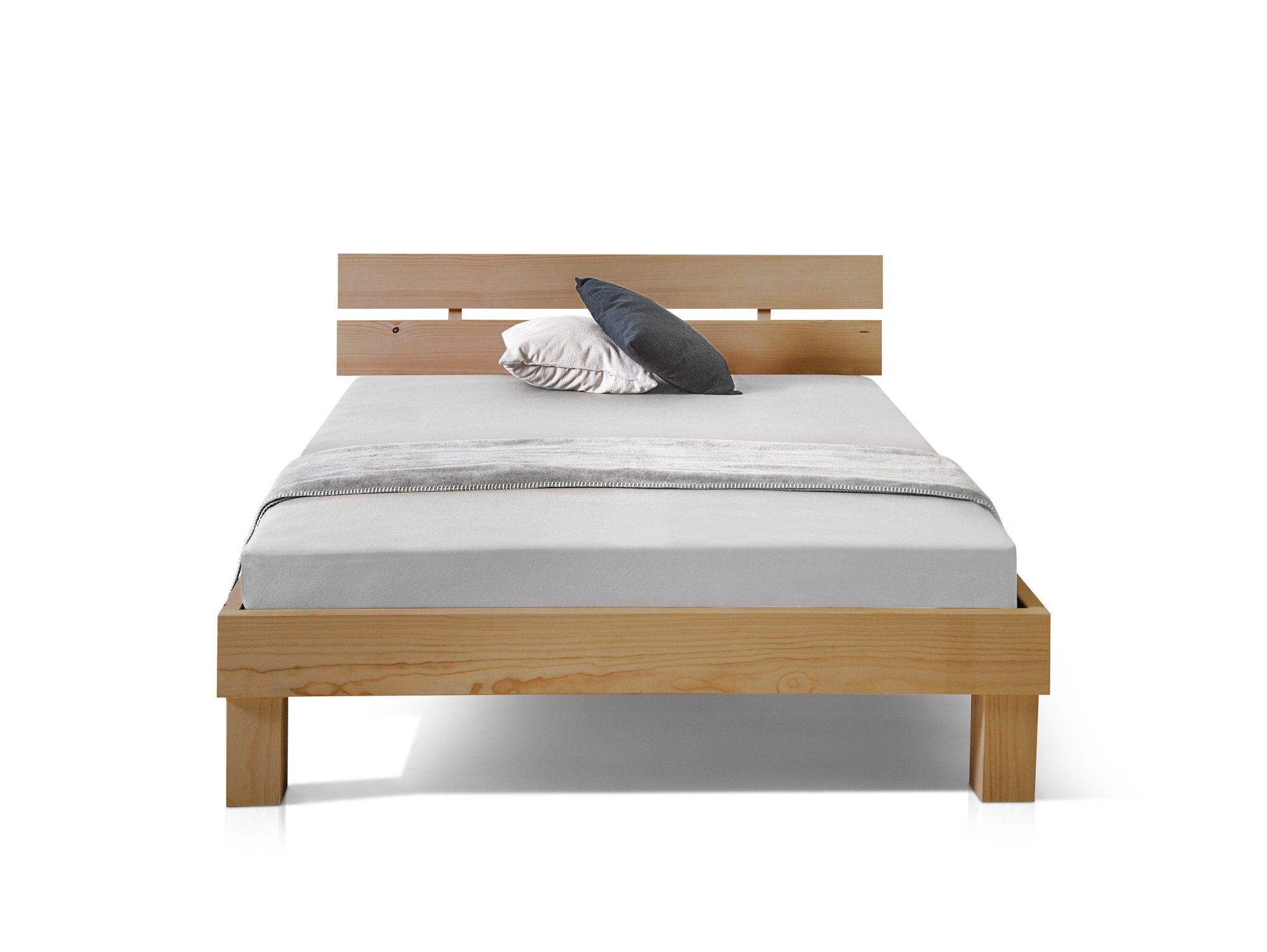 Moebel-Eins Massivholzbett, PUMBA Massivholzbett mit Kopfteil, Material Massivholz, Fichte