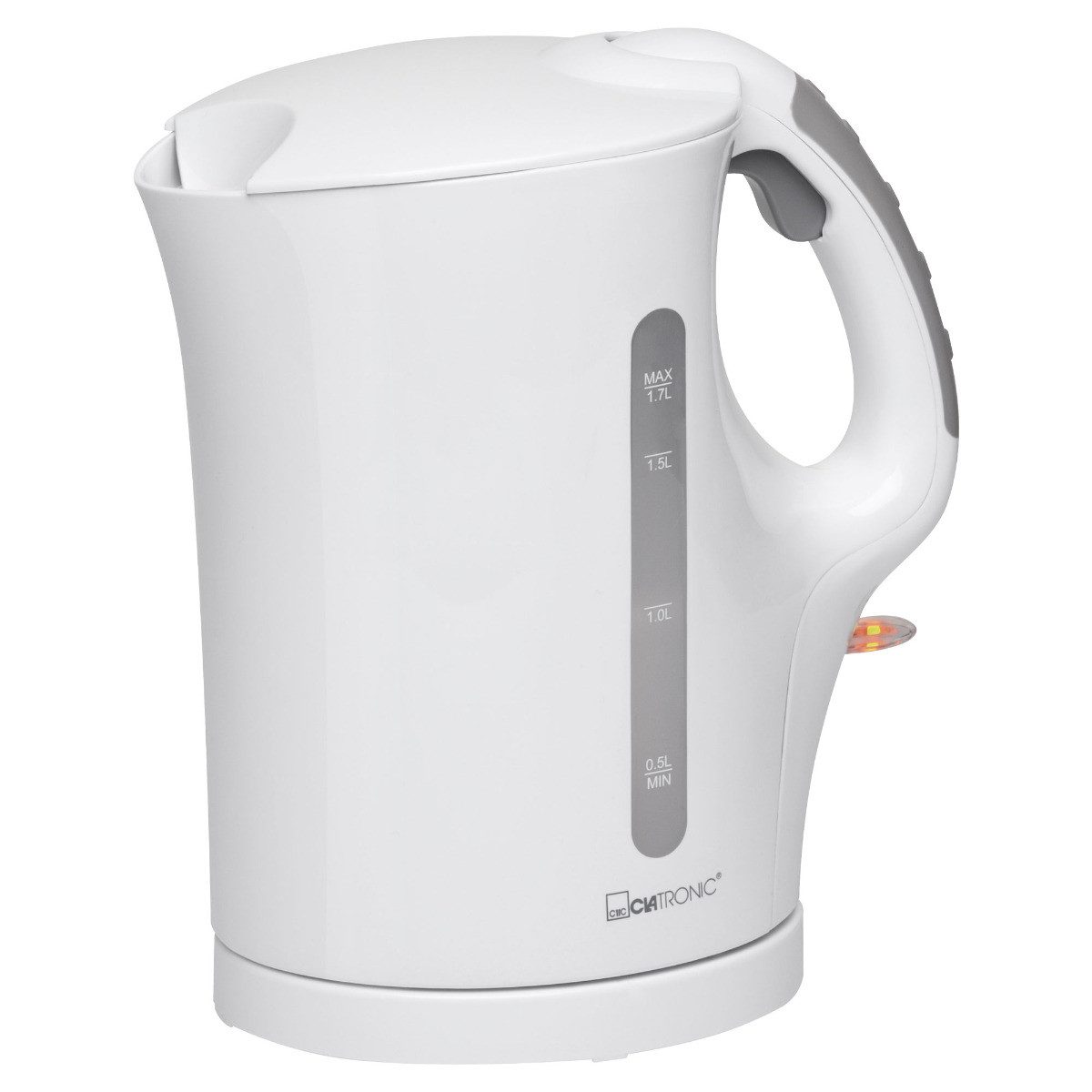 CLATRONIC Wasserkocher WK 3819, 1,7L Füllmenge, max. 2200 Watt, Einhandbedienung