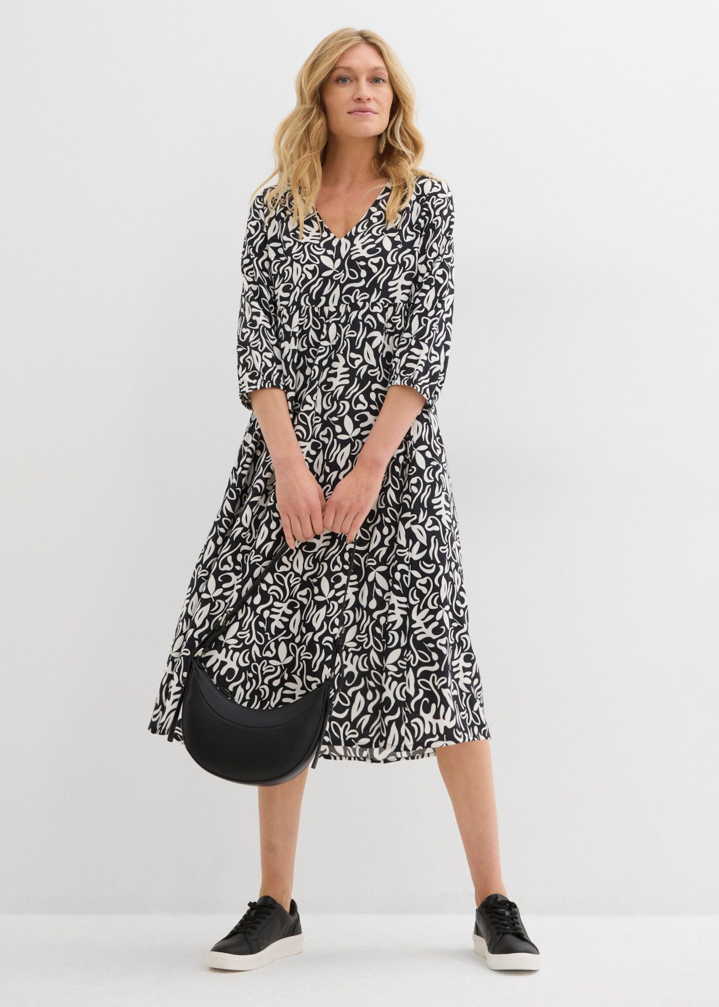 bonprix Midikleid aus Viskose, Midilänge, Regular Fit, mit Taschen