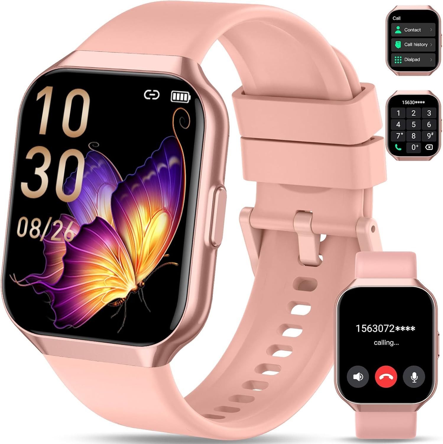 QCOQ P98 Smartwatch (4,9 cm, android ios), Herren Smartwatch mit 1.96 Zoll Display Bluetooth Telefonie Fitness