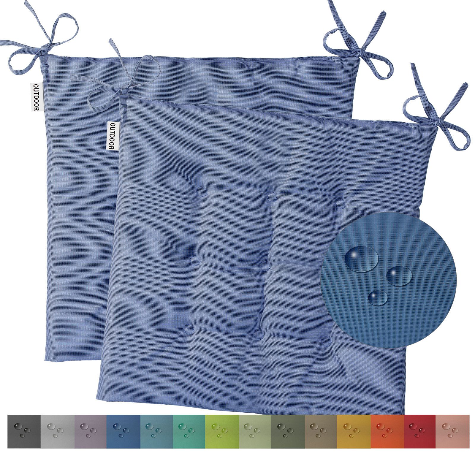 heimtexland Sitzkissen Outdoor Stuhlkissen Garten Stuhlpolster wetterfest, schmutz- und wasserabweisend I UV-beständig I 40 x 40 x 3 cm