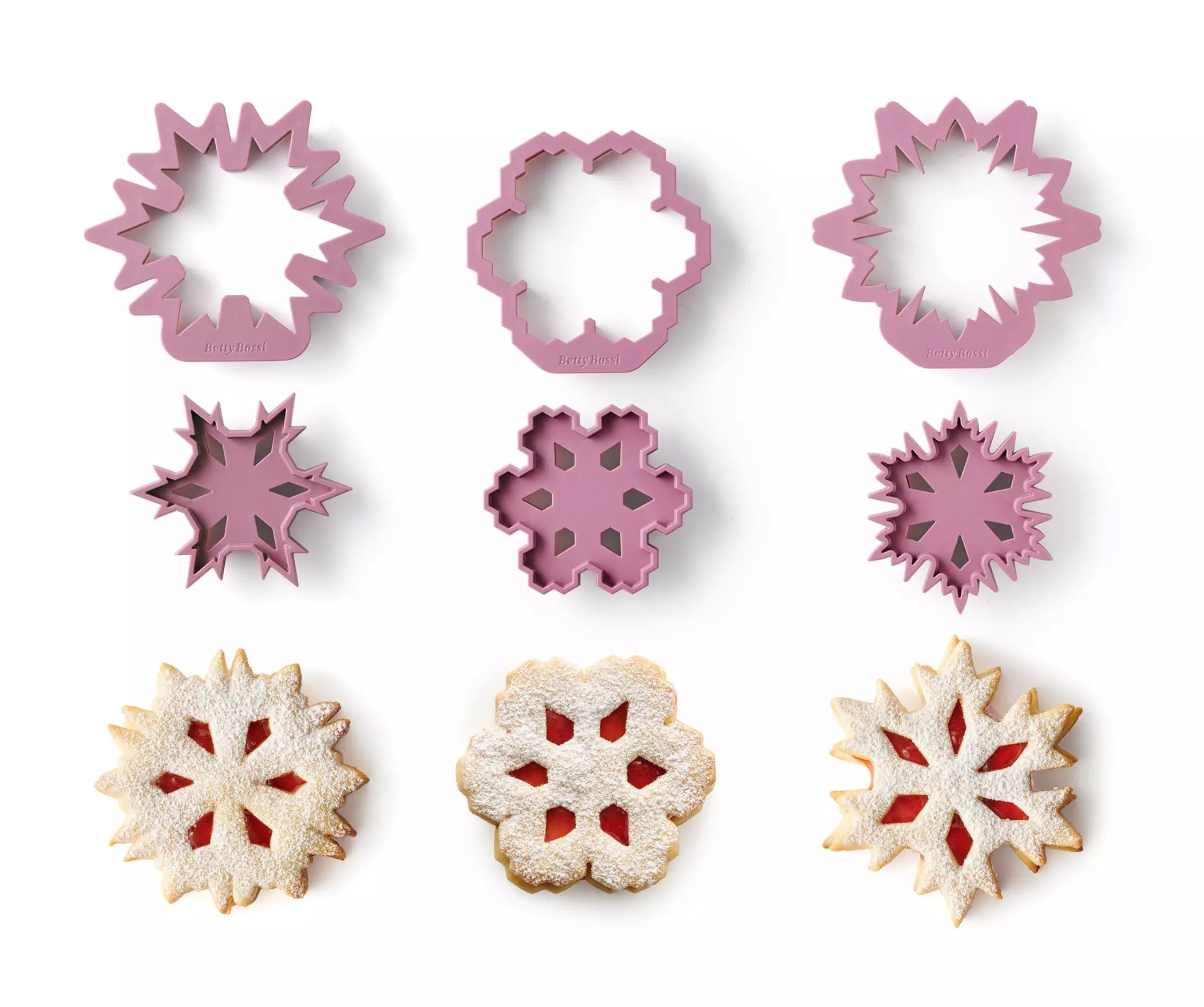 Betty Bossi Ausstechform Spitzbuben-Ausstecher Schneestern 10 cm 3er-Set Marmeladen Plätzchen, Kunststoff, (Set)