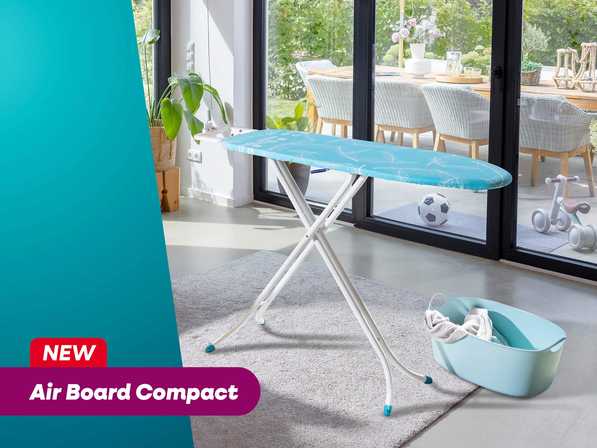 Leifheit Bügelbrett Bügeltisch Air Board M Compact, Bügelfläche 38.0x120.0 cm, Zwei-Seiten-Bügeleffekt, Bügelfläche 120 x 38cm, höhenverstellbar