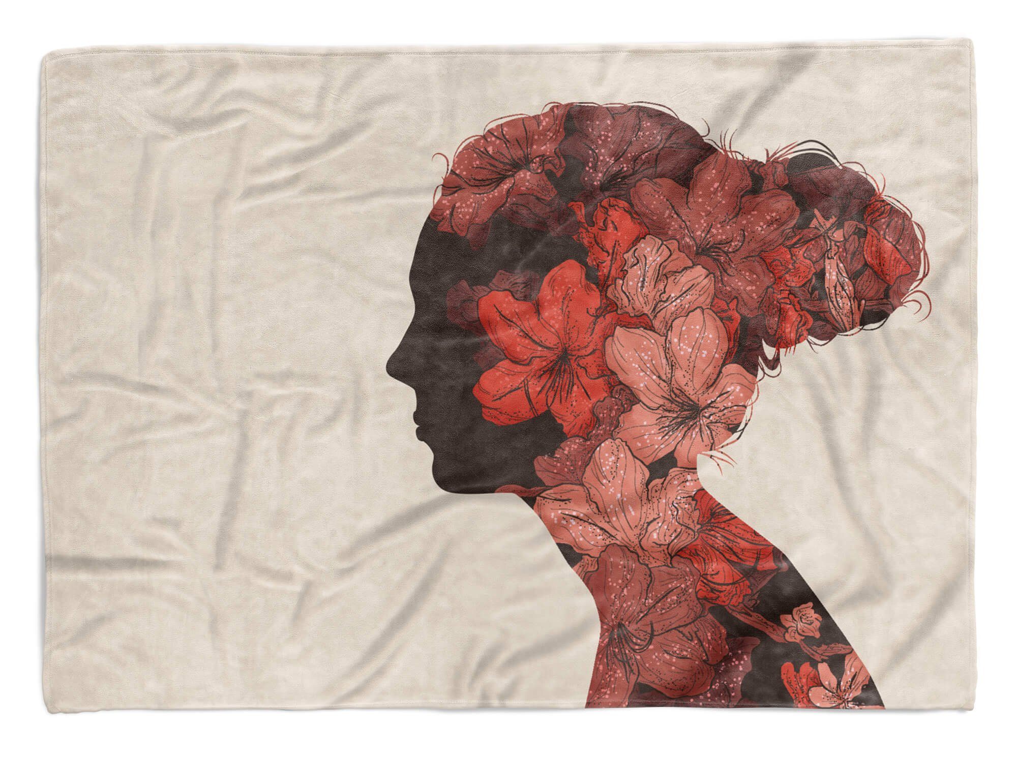 Sinus Art Baumwolle-Polyester-Mix Handtücher Blumen Fotomotiv Port, Handtuch (1-St), Frauen Saunatuch Strandhandtuch mit Kuscheldecke Handtuch
