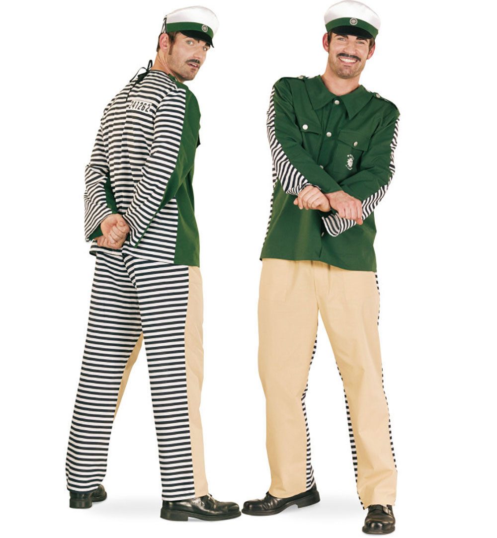 Fries Polizei-Kostüm Herren Polizeisträfling mit Mütze vorne Polizei hinten günstig online kaufen