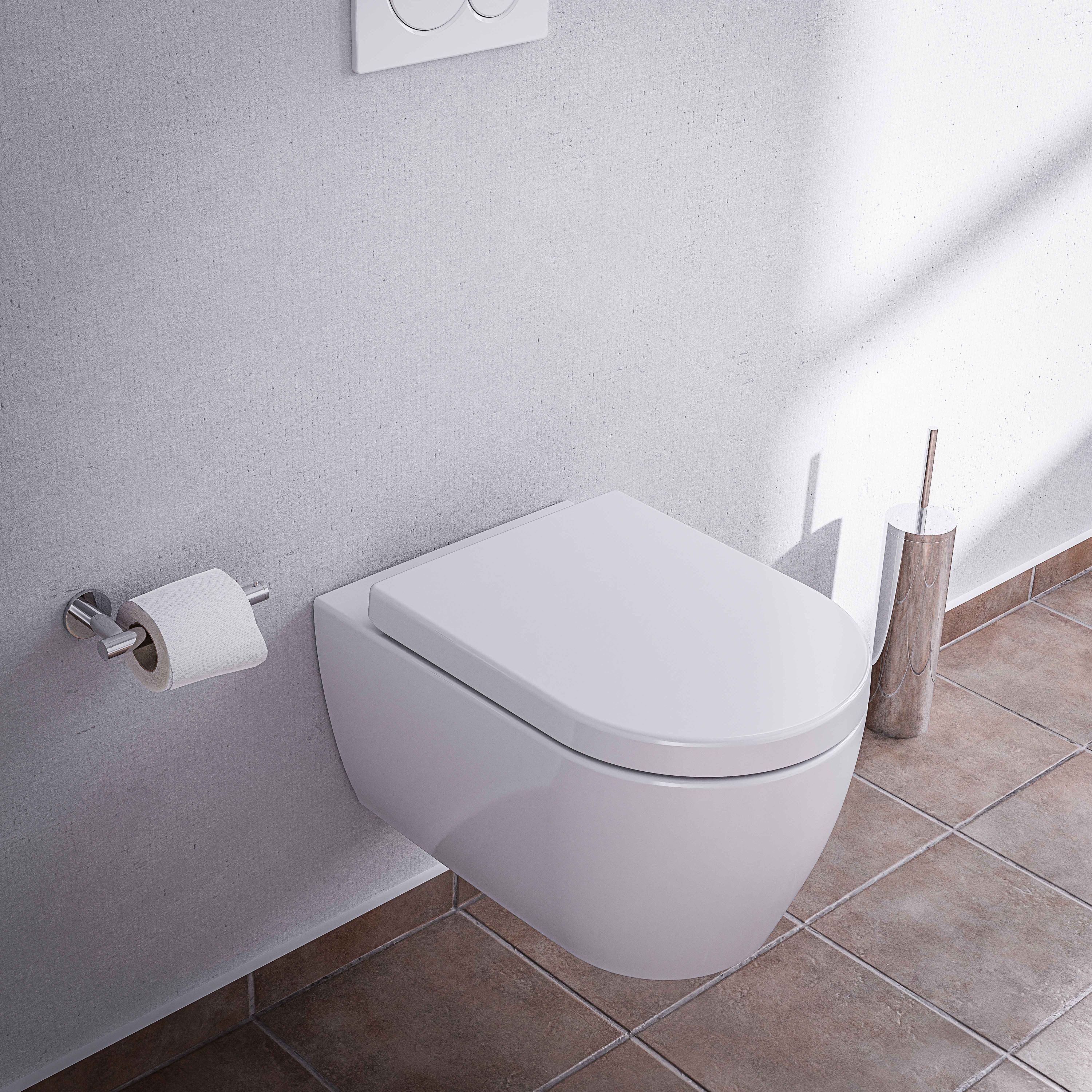 Bernstein Tiefspül-WC NANO NT2039, Wandmontage, Abgang Waagerecht, Wählbarer Soft-Close-Sitz