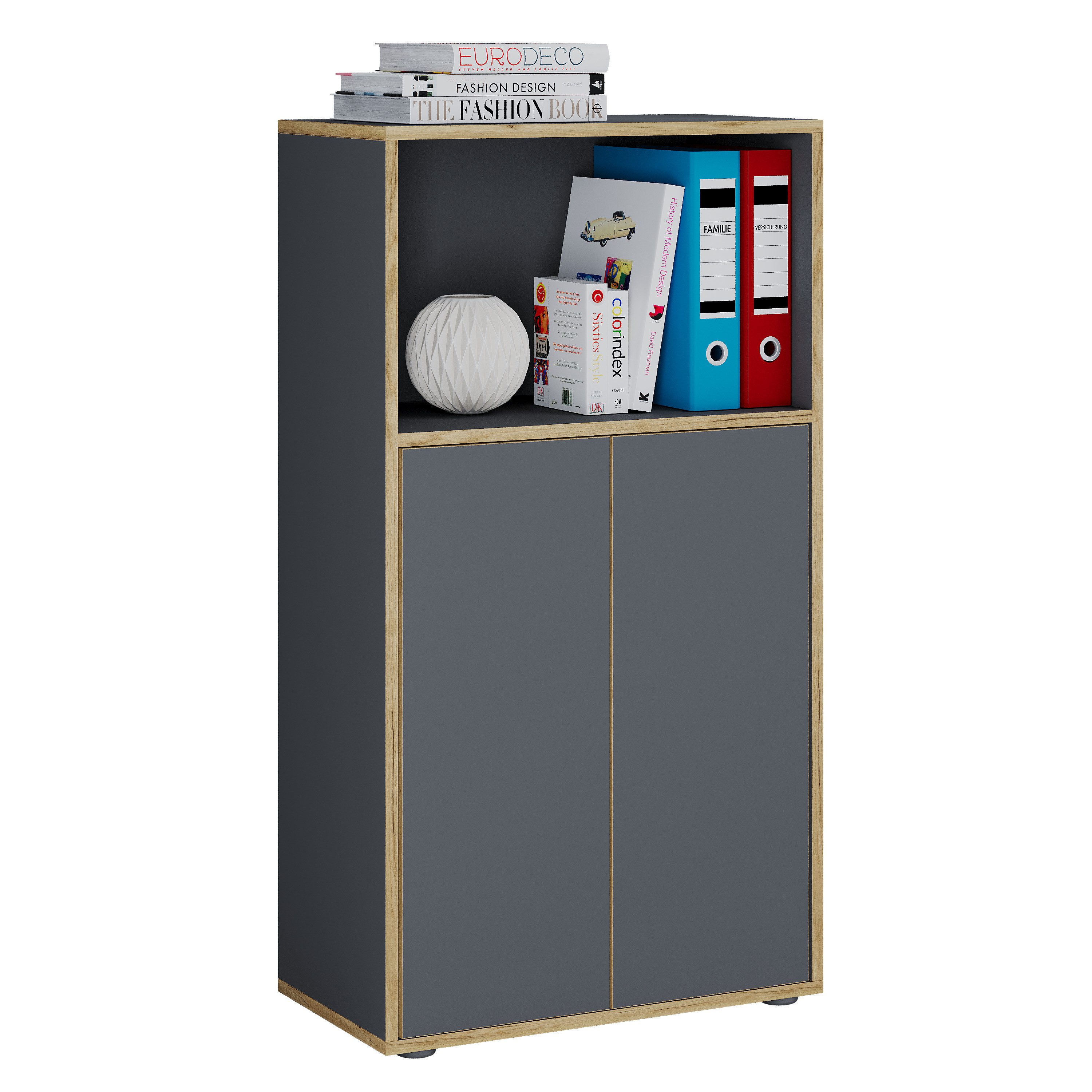 VCM Aktenschrank Salia Aktenschrank B. 60 x T. 33 x H. 110 cm Ordnung für Akten und Ordner, praktisch fürs Homeoffice und Büro