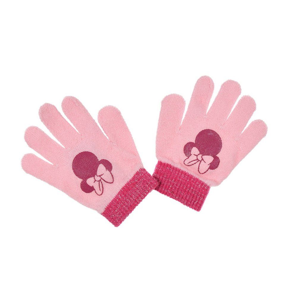 Rosa (2-St) Kinder Bommelmütze tlg Disney Handschuhe plus Maus Herbst Set Minnie 2 Disney Wintermütze Bestickt