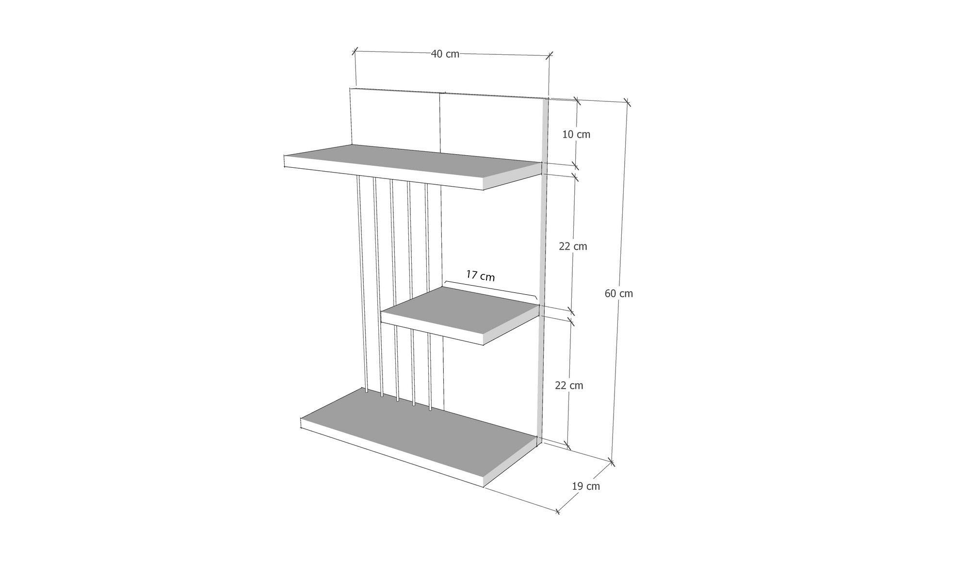 cm, Partikelplatte 60x40x19 Melaminbeschichtete Decor 100% Wandregal Skye