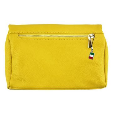 FLORENCE Schultertasche Florence 2in1 Damen Abendtasche (Schultertasche), Damen Leder Schultertasche, Clutch, gelb ca. 24cm