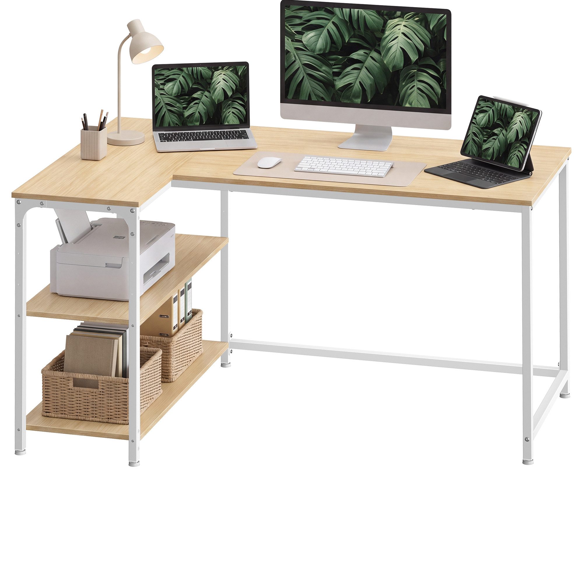 VASAGLE Schreibtisch Eckschreibtisch in L-Form, Computertisch mit Stauraum, 120 x 80 x 76 cm, Schreibtisch, L-Form Gamer Ecktisch, für Home Office