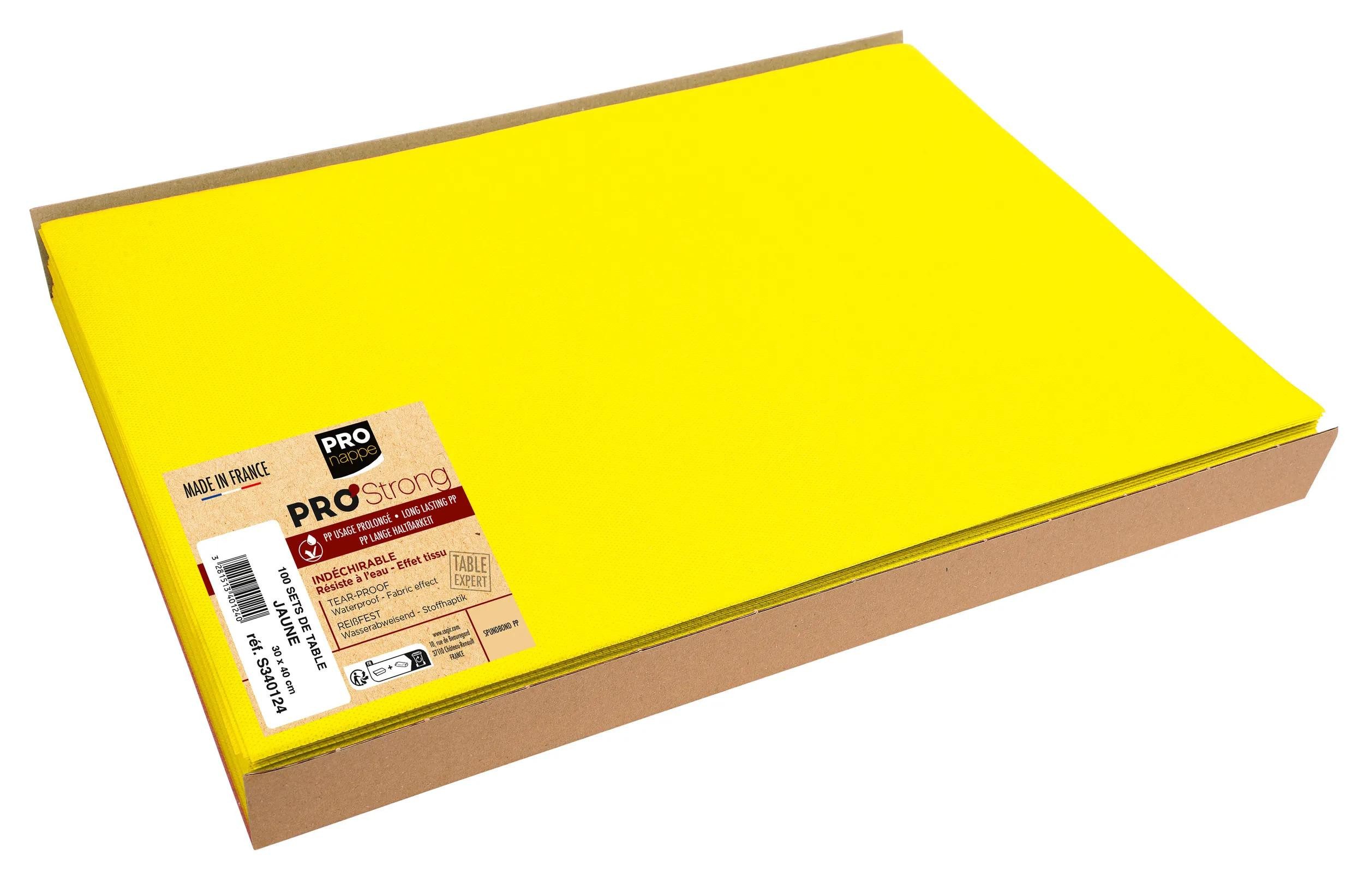 PROnappe Tischband 5x 100 Tischsets, Spunbond, einfarbig Format 30x40cm Gelb S340124I, Sets spunbond
