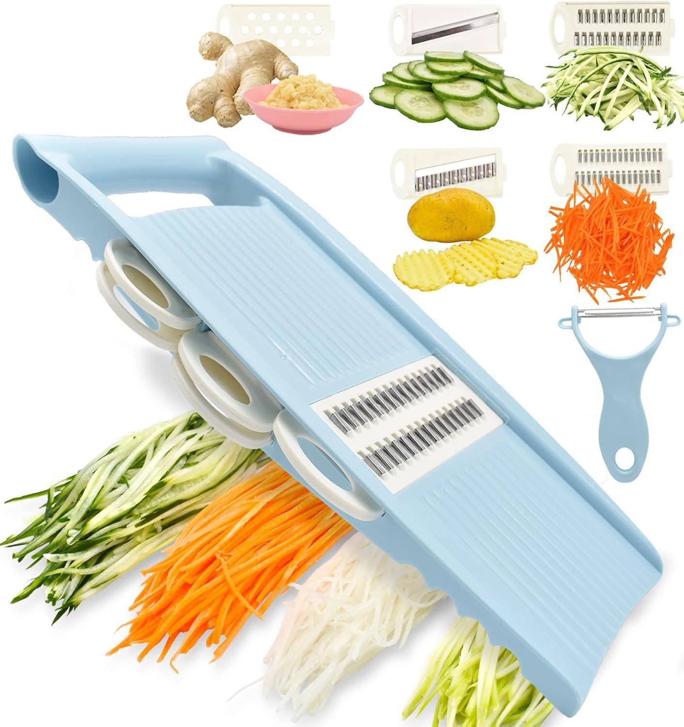 FELIXLEO Gemüsehobel Gemüsehobel 5 in 1 Multischneider Kartoffelchips und Julienne, (1-St)