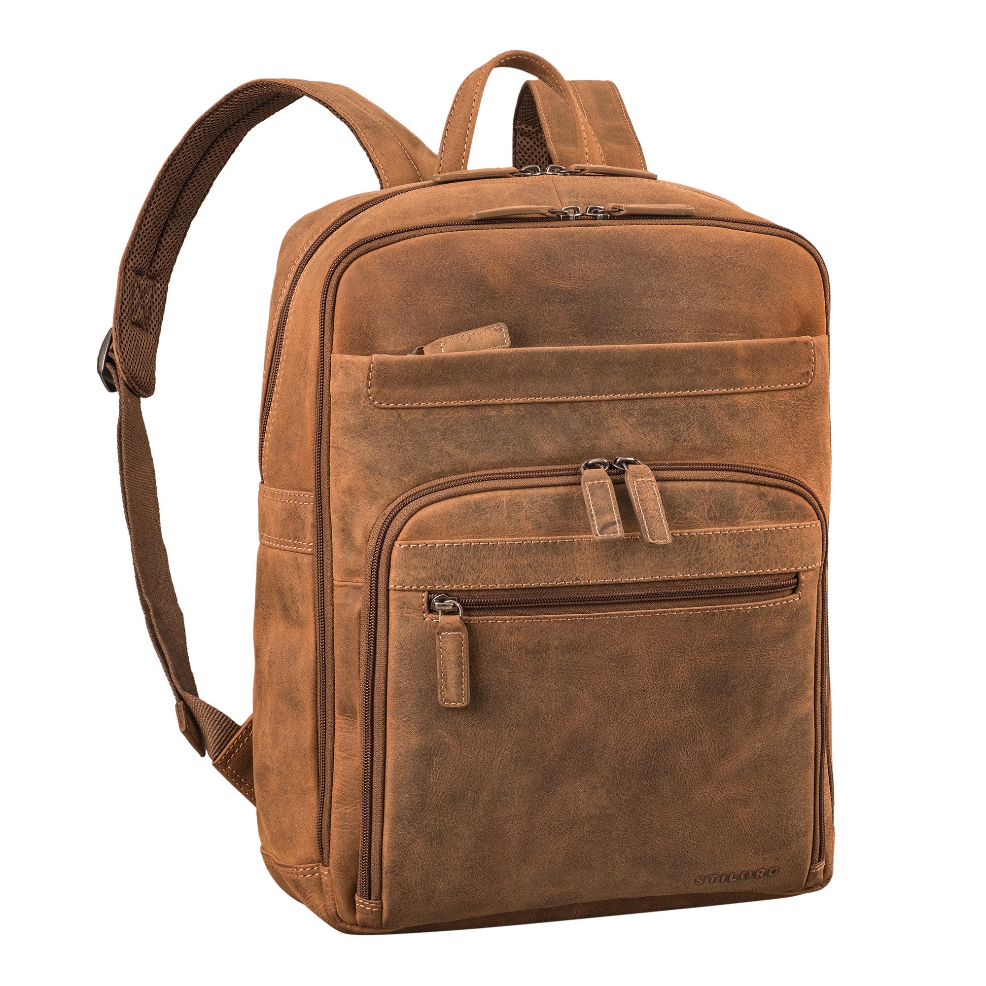 Notebookrucksack "Quinten" Stilvoller Leder Laptop Rucksack 16 Zoll für Herren & Damen