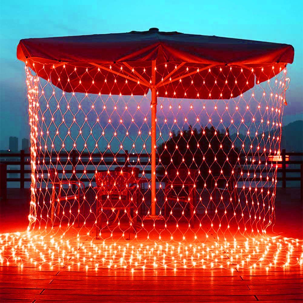 MUPOO Lichterkette LED-Lichtnetz 96/144/200/320/880LEDs 8Modi 1.5X1.5/2X2/3X2/6x4M Wasser LED-Netzlicht LED-Lichterkette Rot LED-Lichtervorhang 220V