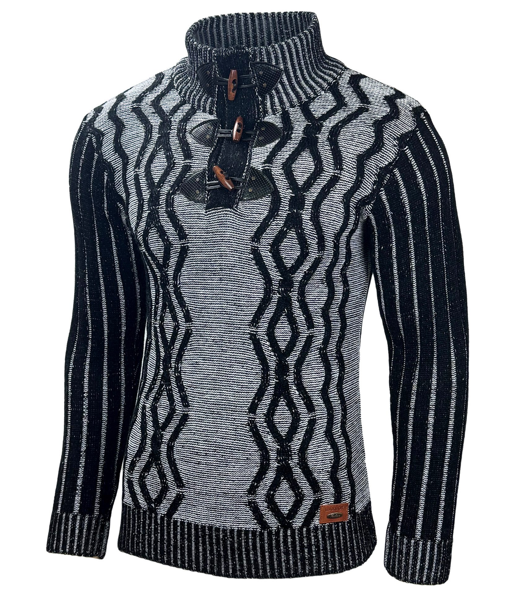 Strickpullover Baxboy Herren Pullover Hoher Kragen Stehkragen Strickpullover B-291