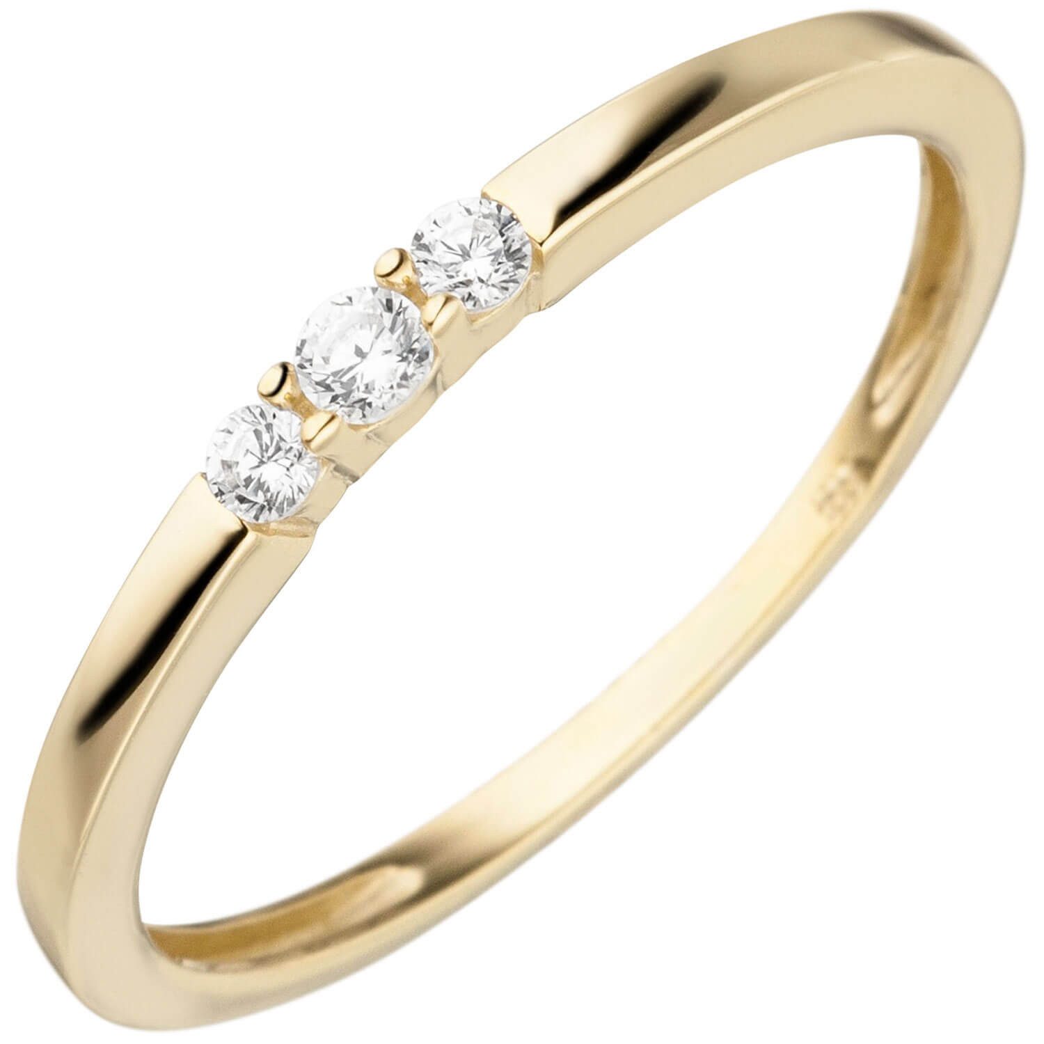 Schmuck Krone Goldring Ring aus 333 Gelbgold mit 3 Zirkonia, Gold 333