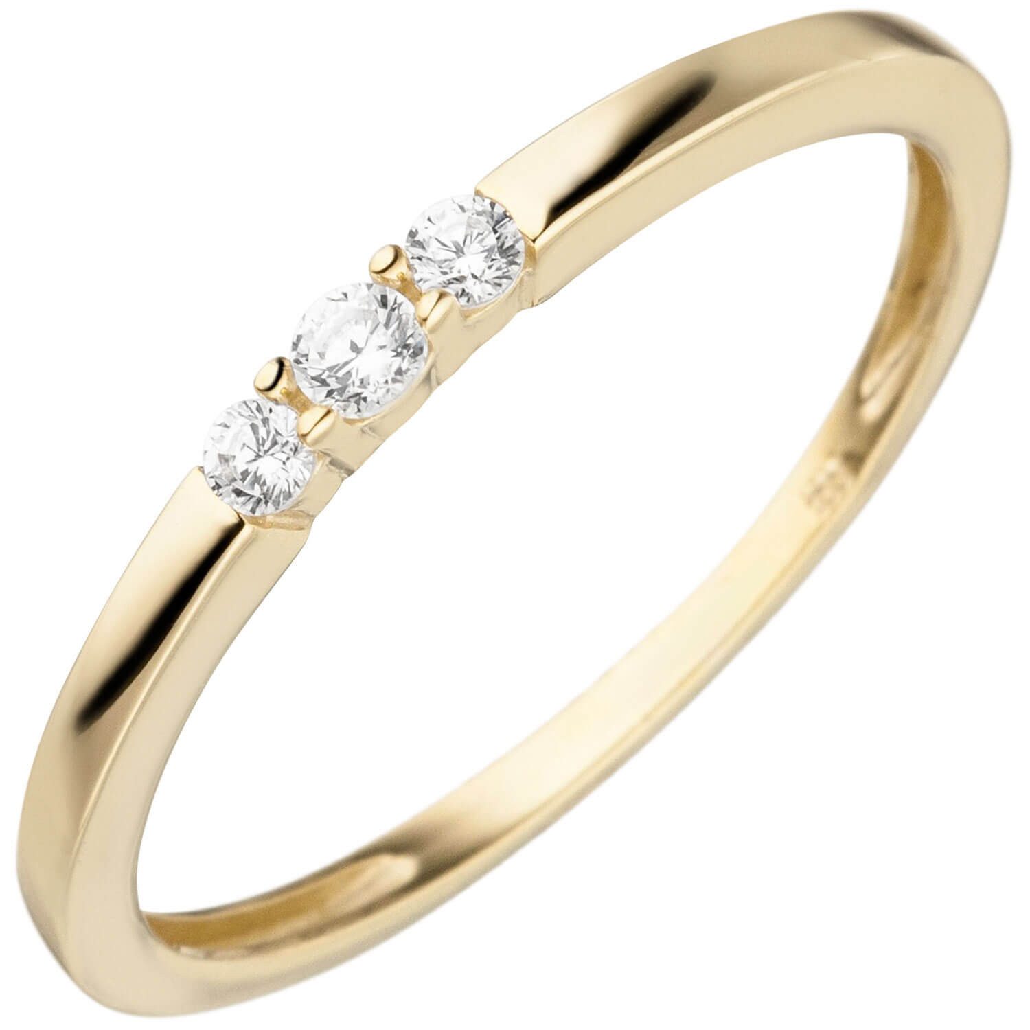 Schmuck Krone Goldring Ring aus 333 Gelbgold mit 3 Zirkonia, Gold 333 günstig online kaufen