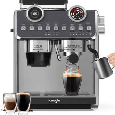 Aoucheni Espressomaschine EM653 Espressomaschinen mit Milchaufschäumer, 20 Bar, Korbfilter, 2200W, mit Thermokanne, 20 Bar