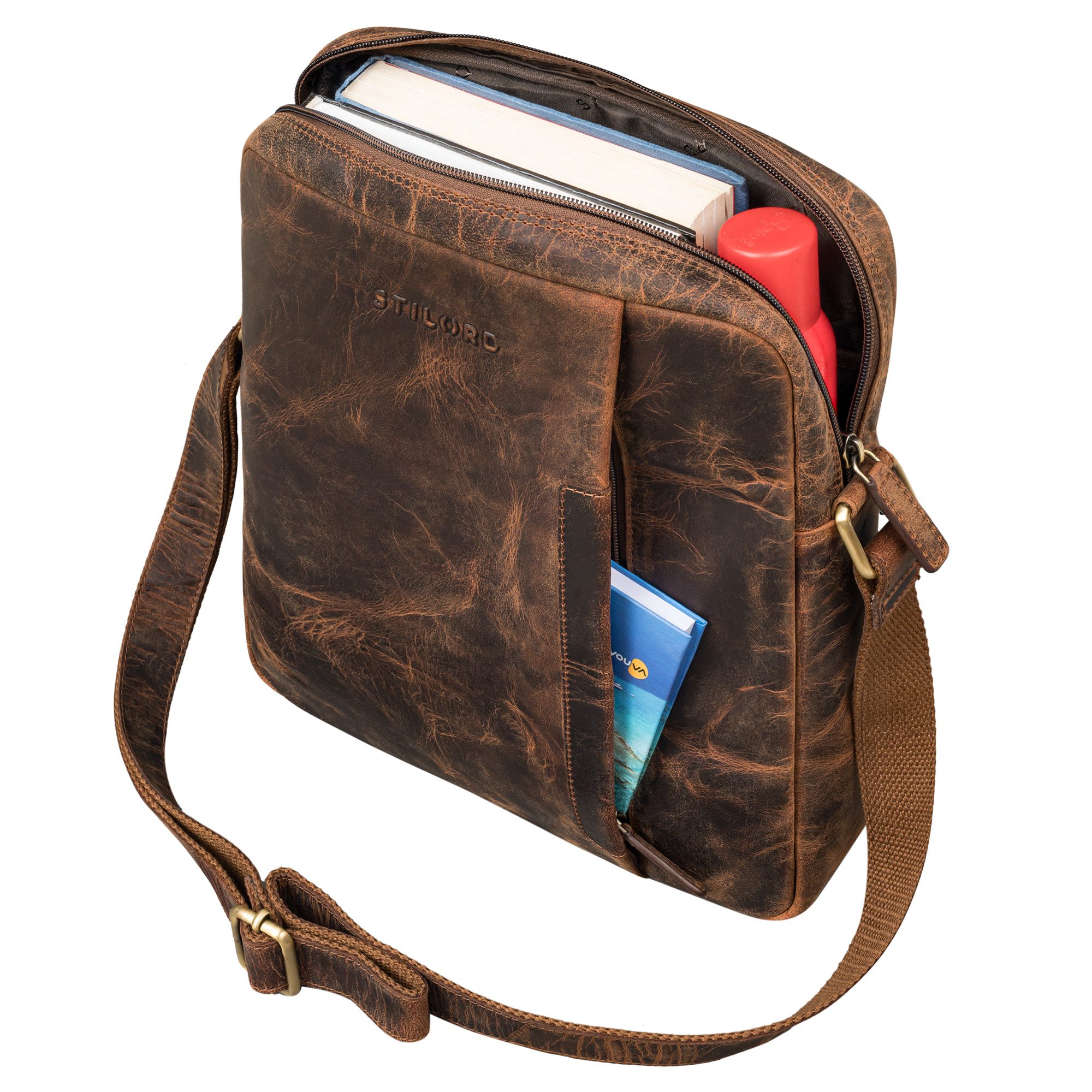 STILORD Schultertasche "Sergio" Ledertasche Herren Umhängetasche mittelgroß Tablet 11 Zoll