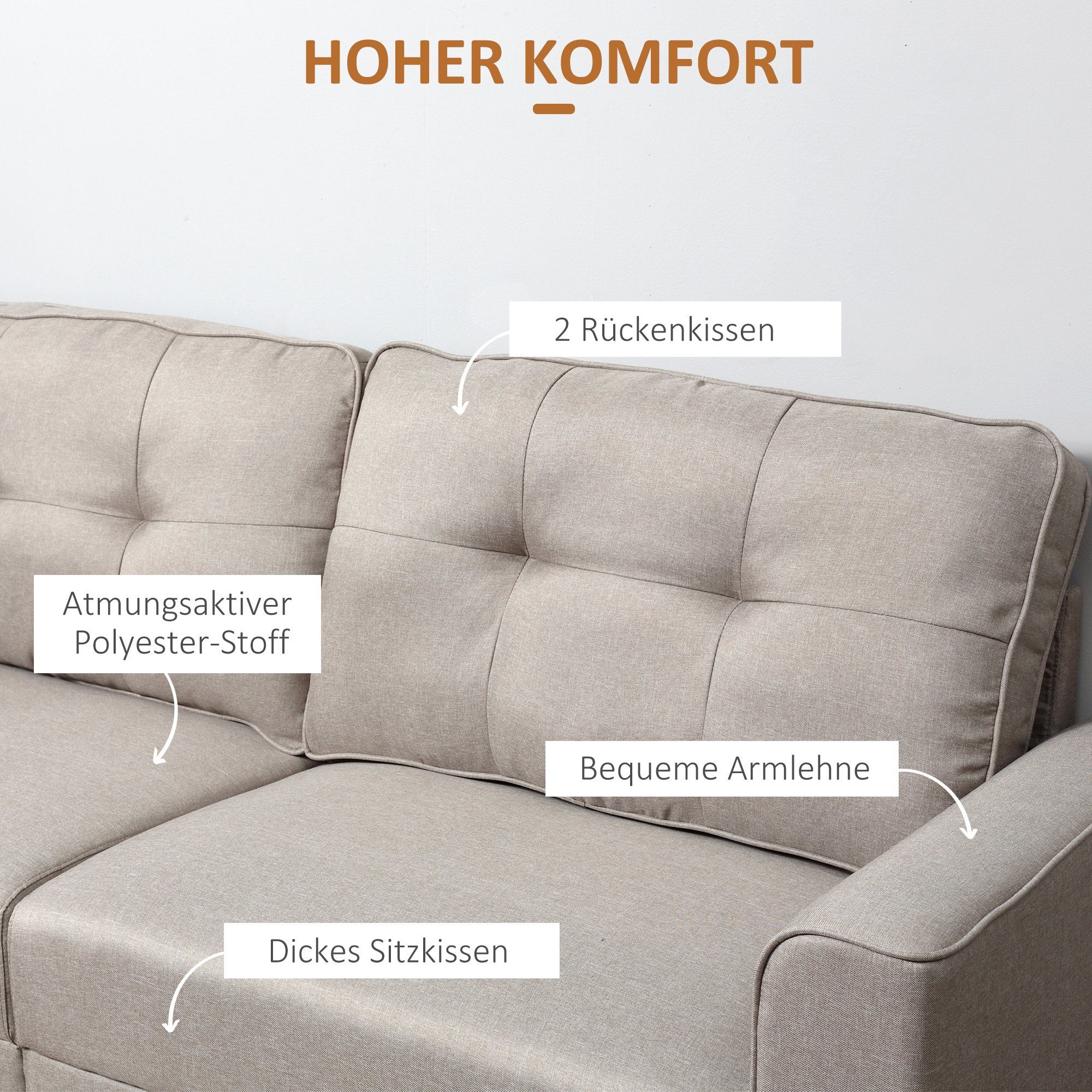 HOMCOM Sofa 3-Sitzer