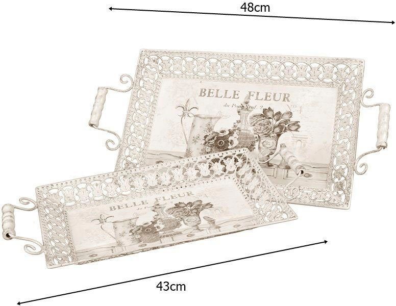 Haus Ambiente Fleur-Tablett (1-tlg) Metall, Tablett 2er Set,