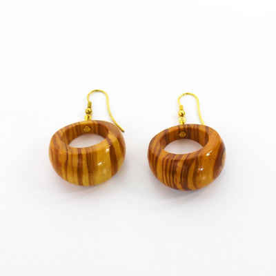 mitienda Ohrstecker-Set Ohrringe aus Holz, Ohrschmuck Ring breit