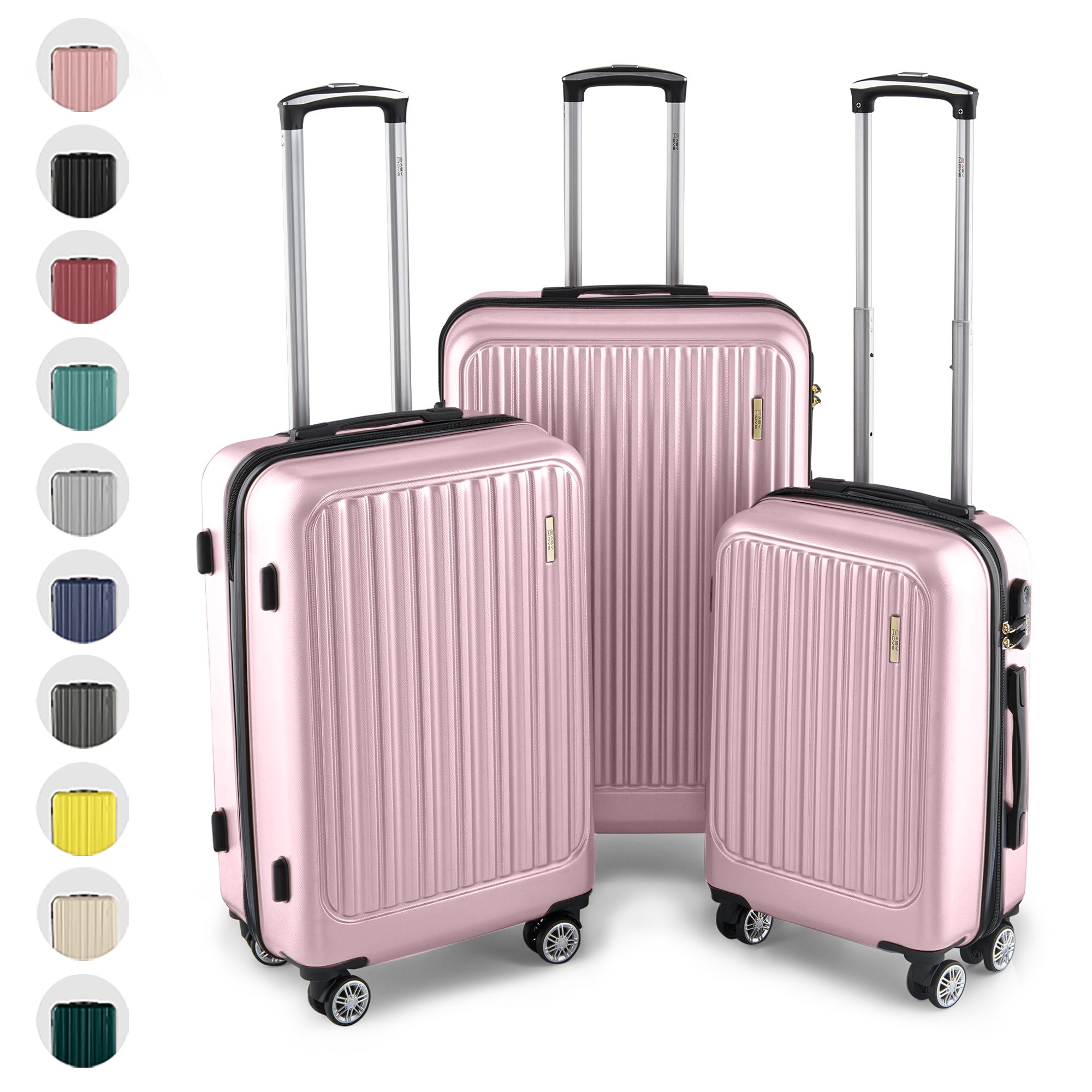 Easy Move Hartschalen-Trolley Leichter Rollkoffer ACE 026 - Reisekoffer, Hartschalenkoffer, 8 Rollen, Robustes Koffer-Set aus ABS-Hartschale, 3 Größen - M L XL