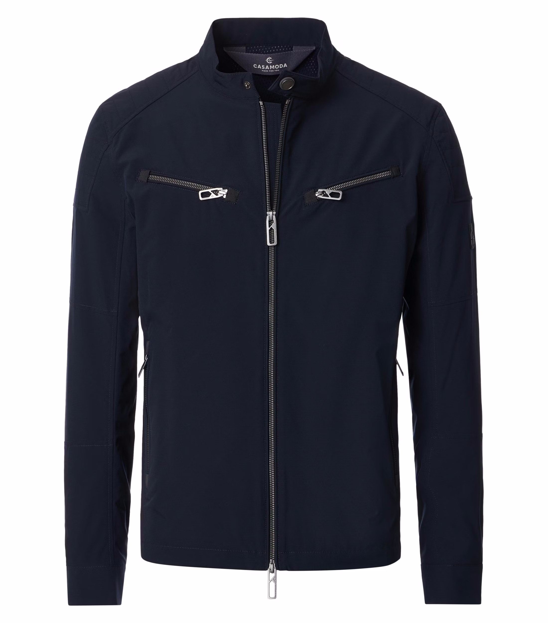 CASAMODA Bikerjacke CASAMODA Outdoor-Biker-Jacke Stehkragen Zipper Regular Marine