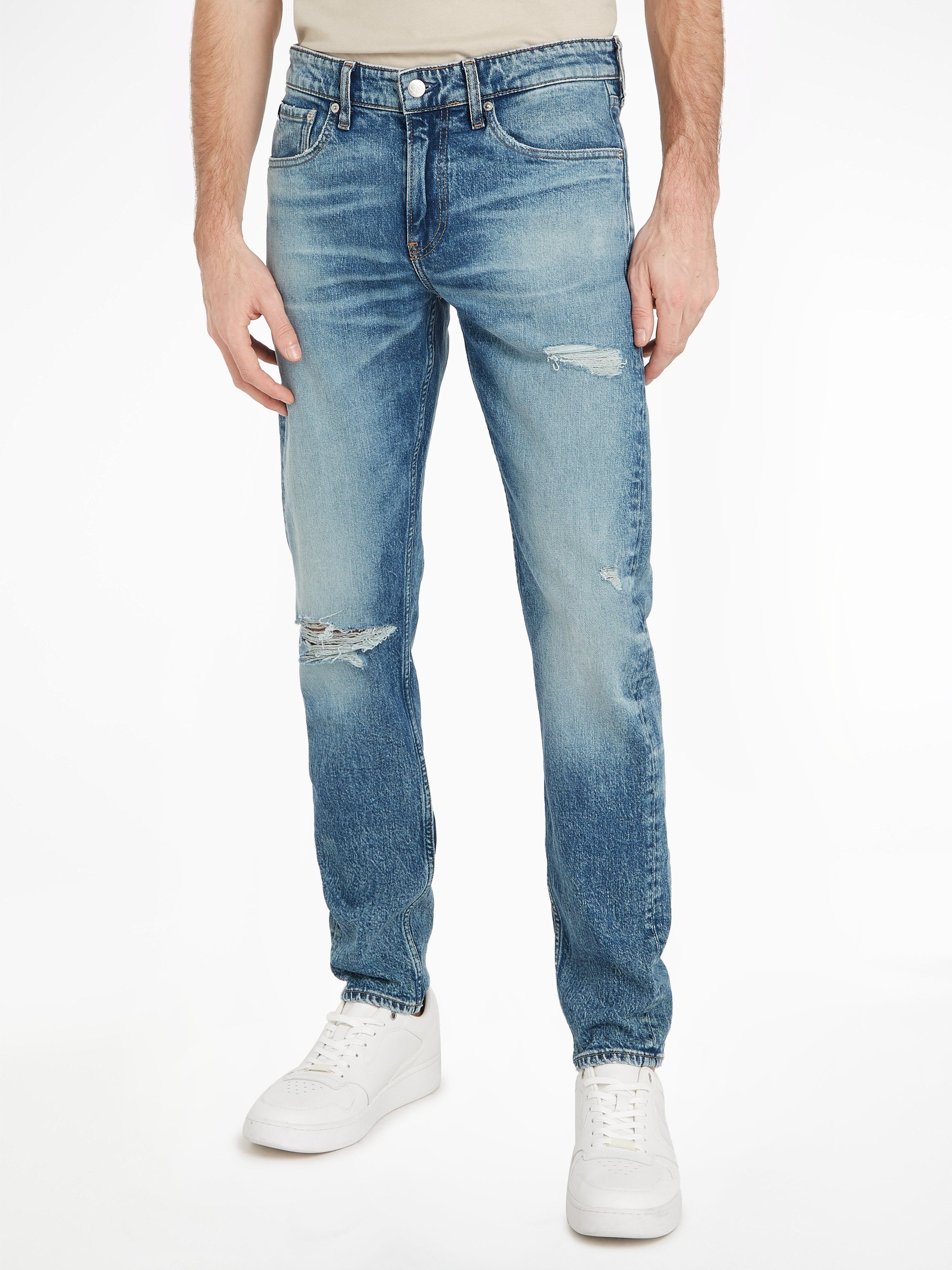 Leder-Badge mit TAPER 1A4 Denim SLIM Klein Jeans Tapered-fit-Jeans Calvin