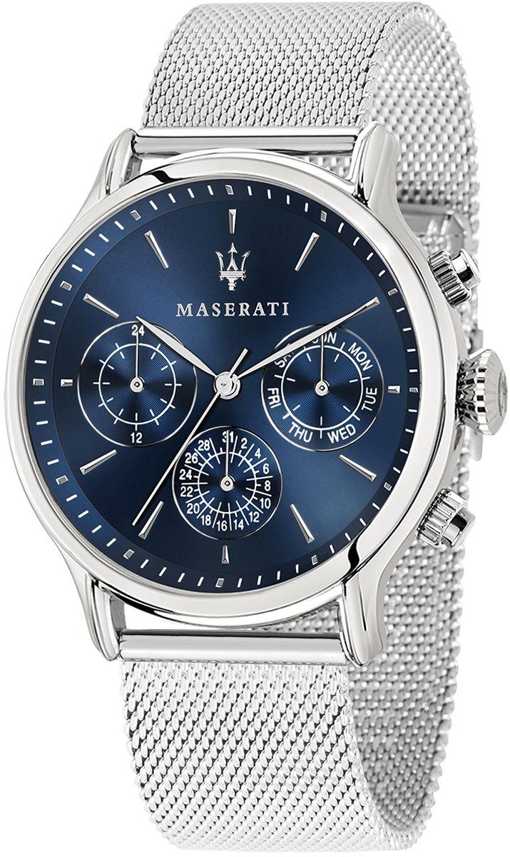 MASERATI Chronograph »UMAR8853118013 Maserati Herren Uhr Chronograph«, ( Armbanduhr), Herren Armbanduhr, groß (ca. 42mm), Edelstahlarmband silber,  Luxus online kaufen | OTTO