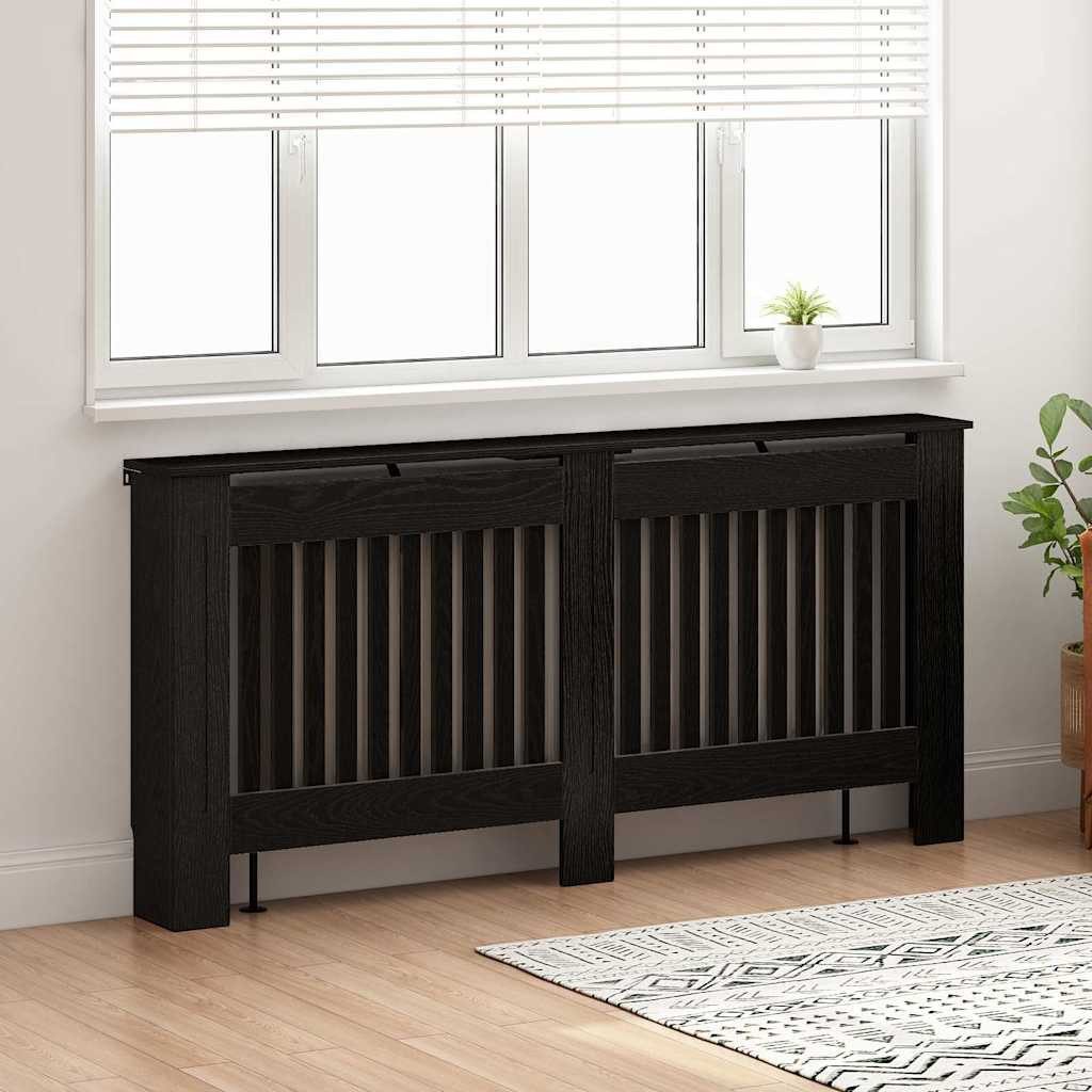 vidaXL Heizungsverkleidung, Heizkörperabdeckung Schwarz Eichen-Optik 172 x 19 x 81,5 cm