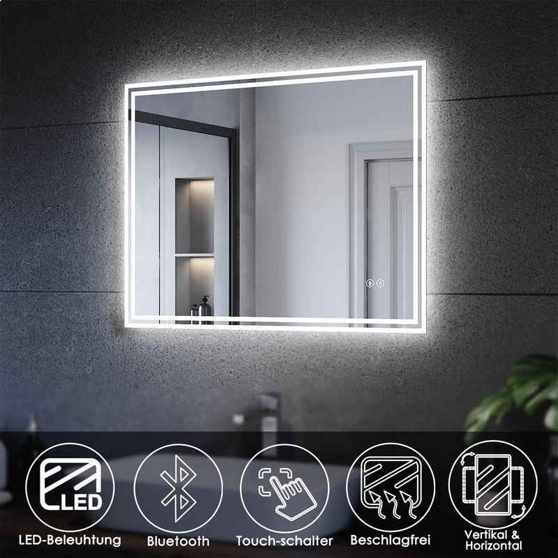 SONNI Зеркало для ванной комнаты 120 x 70 / 80 x 60, mit Beleuchtung, Bluetooth-Lautsprecher, Anti-Beschlag-Funktion Настенное зеркало, Lichtspiegel IP 44