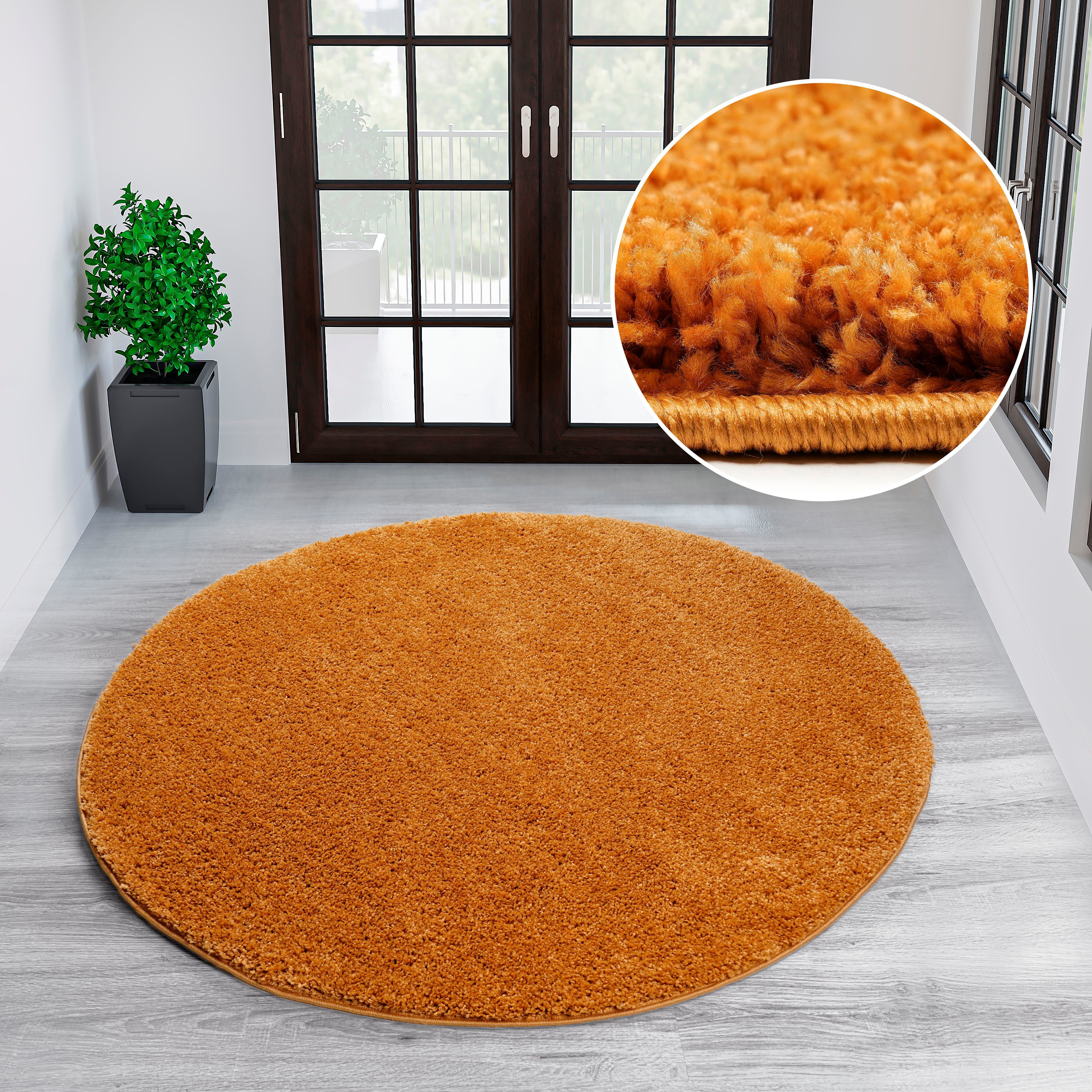 my home Teppich Viva Teppich rund, rund, Höhe: 45 mm, Uni-Farben, einfarbig, besonders weich und kuschelig