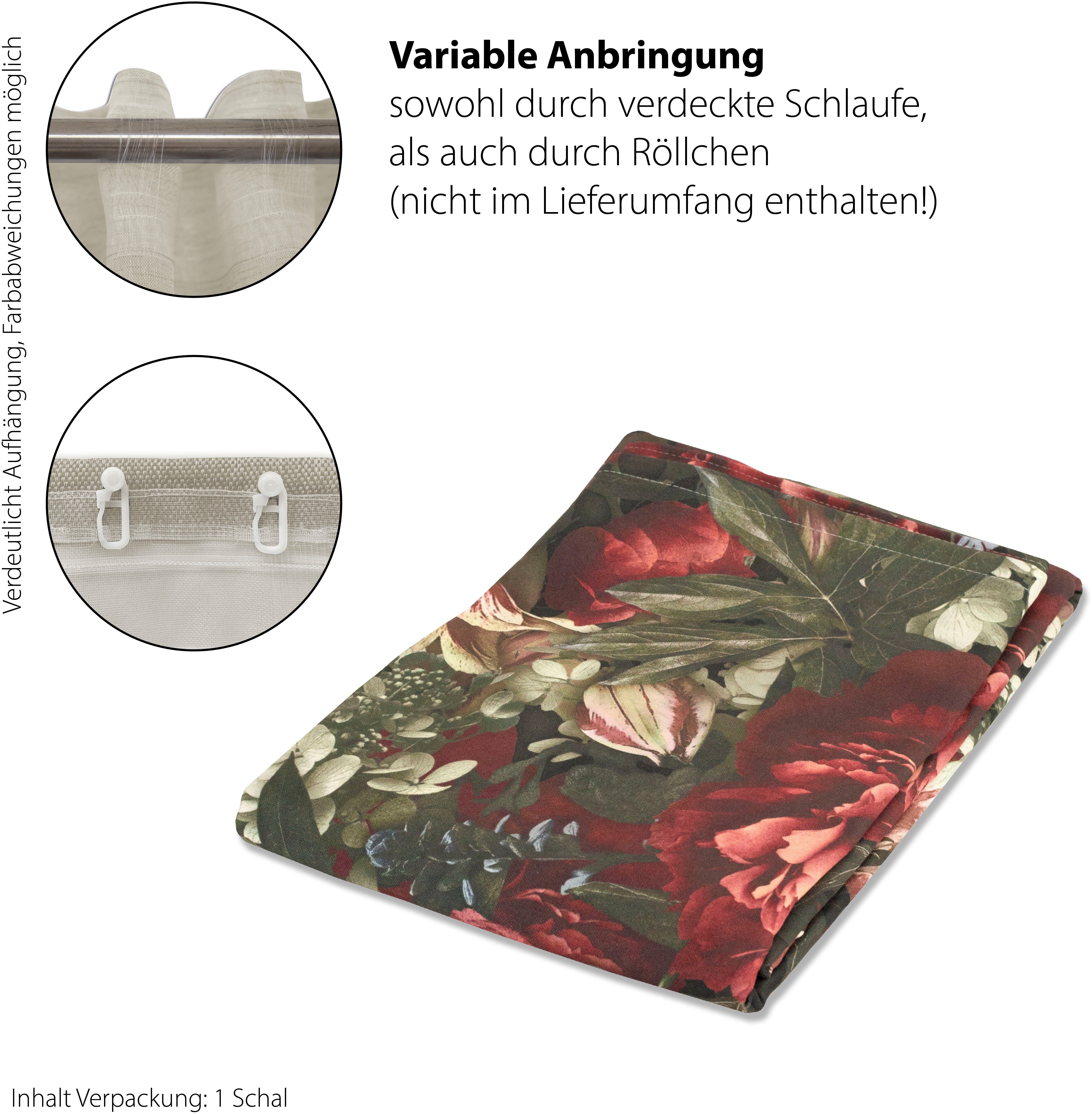 Vorhang Roja, HOMING, verdeckte Schlaufen rot, rose, St), blickdicht, blickdicht, Wohnzimmer, Blumen, floral, (1 Schlafzimmer Jacquard