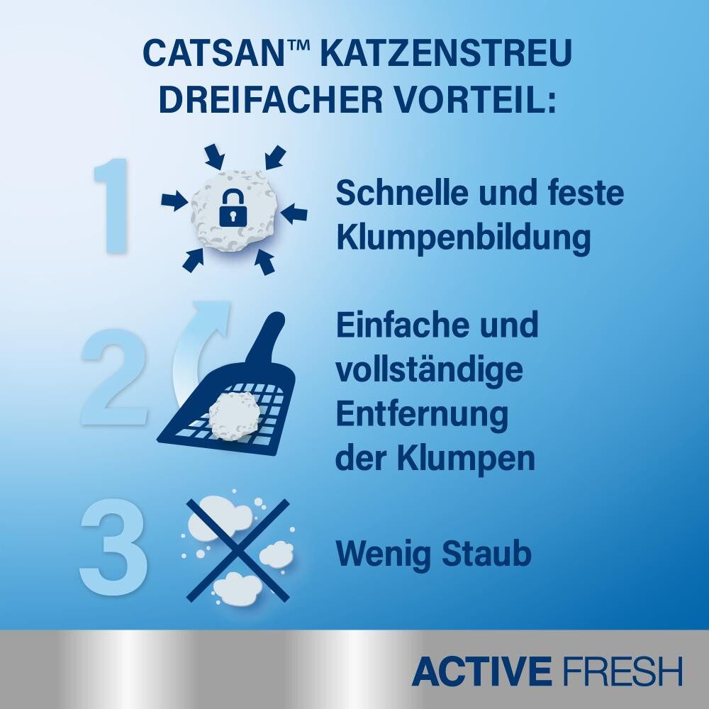 CATSAN Katzenstreu Active Fresh Klumpstreu 8l, mit Aktivkohle für optimale Geruchskontrolle