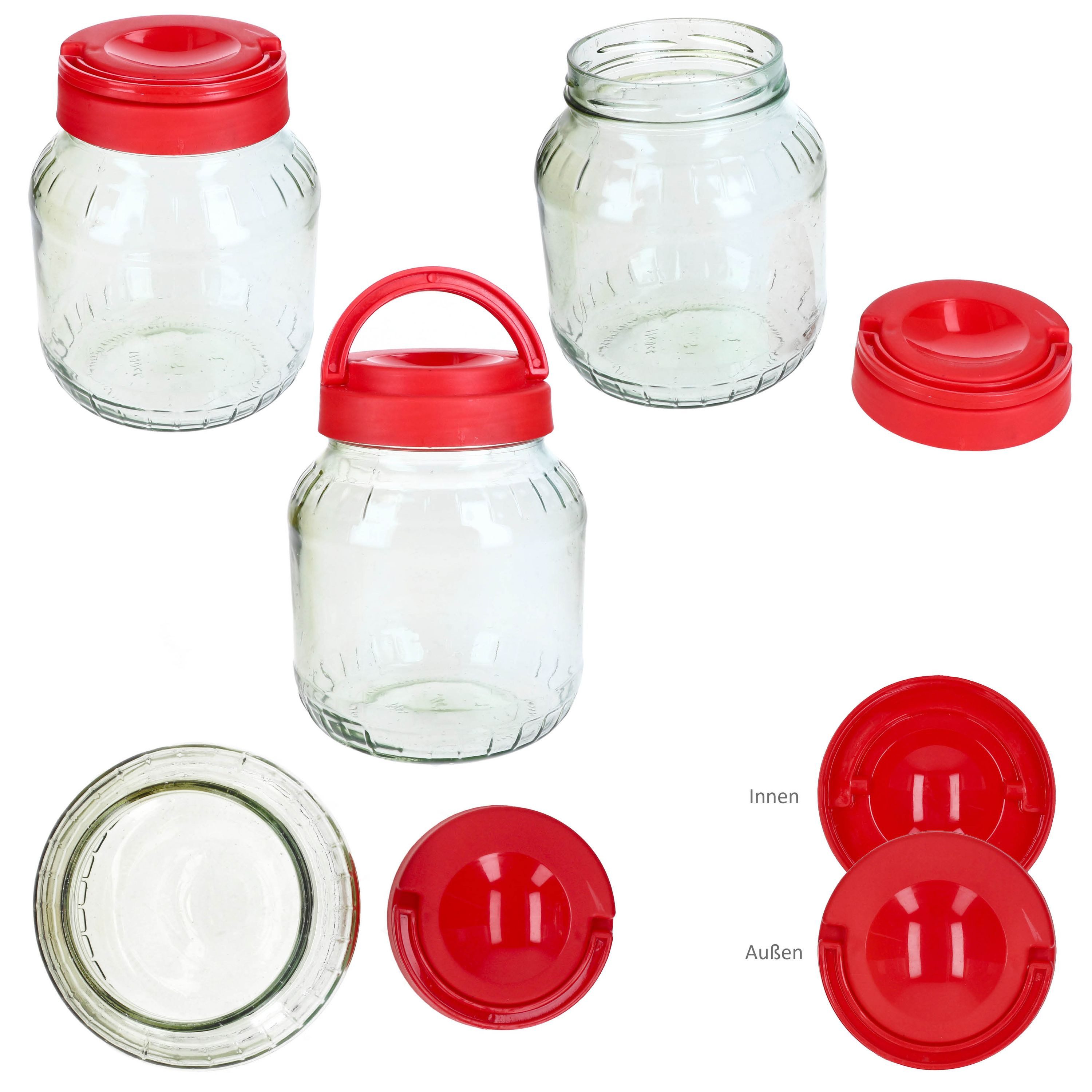 MamboCat Vorratsglas 2er Set Kim Vorratsglas 1,7L Glas mit Deckel & Henkel Gurken-Glas, Glas – Bild 4 von 5
