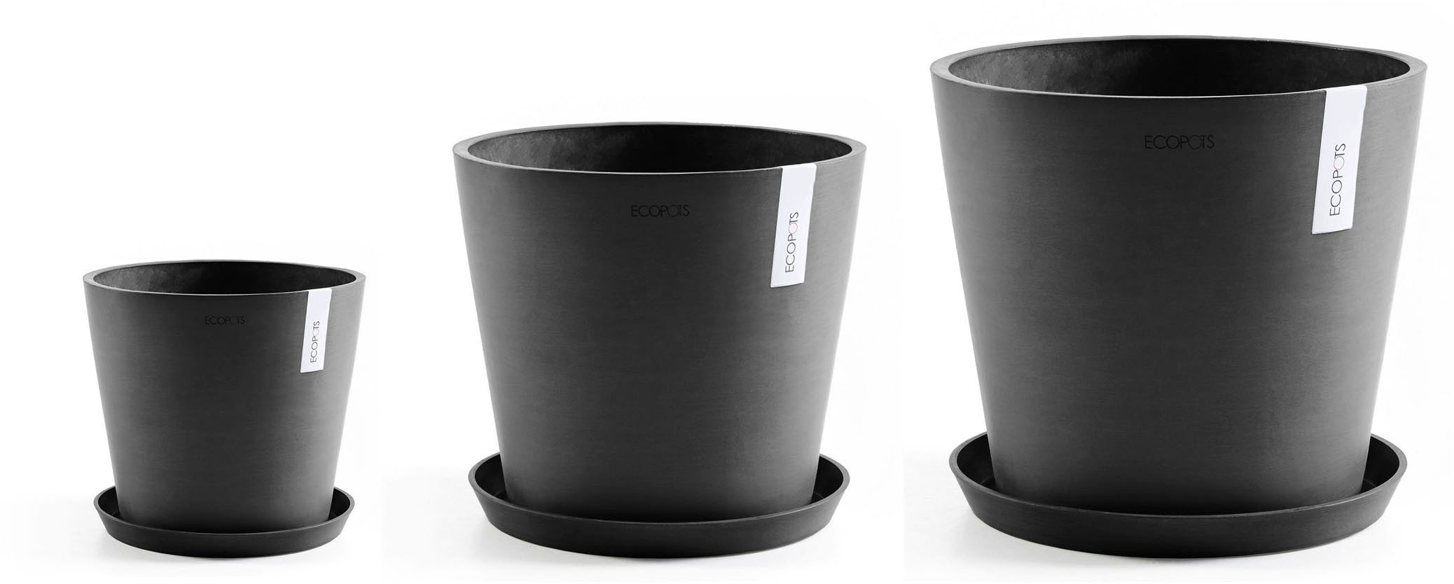 ECOPOTS Blumentopf Amsterdam (Set, 3 St), verschiedene Größen mit passendem Untersetzer