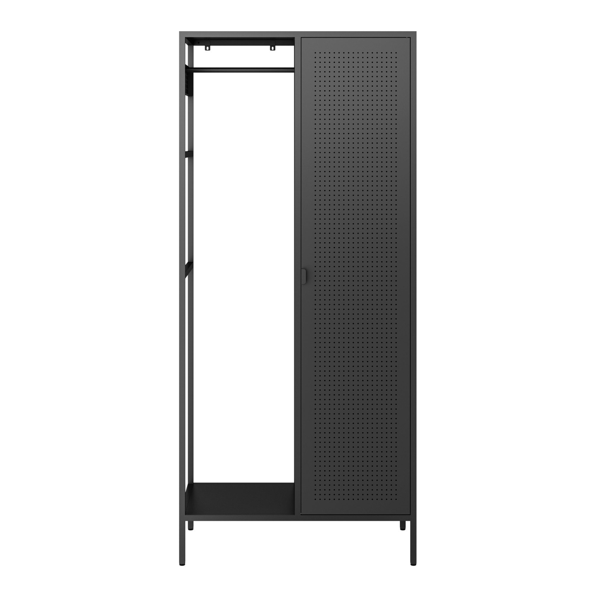 en.casa Kleiderschrank »Puumala« 180x80x45 cm 4 Fächer und 1 Kleiderstange Metall Schwarz – Bild 5 von 5