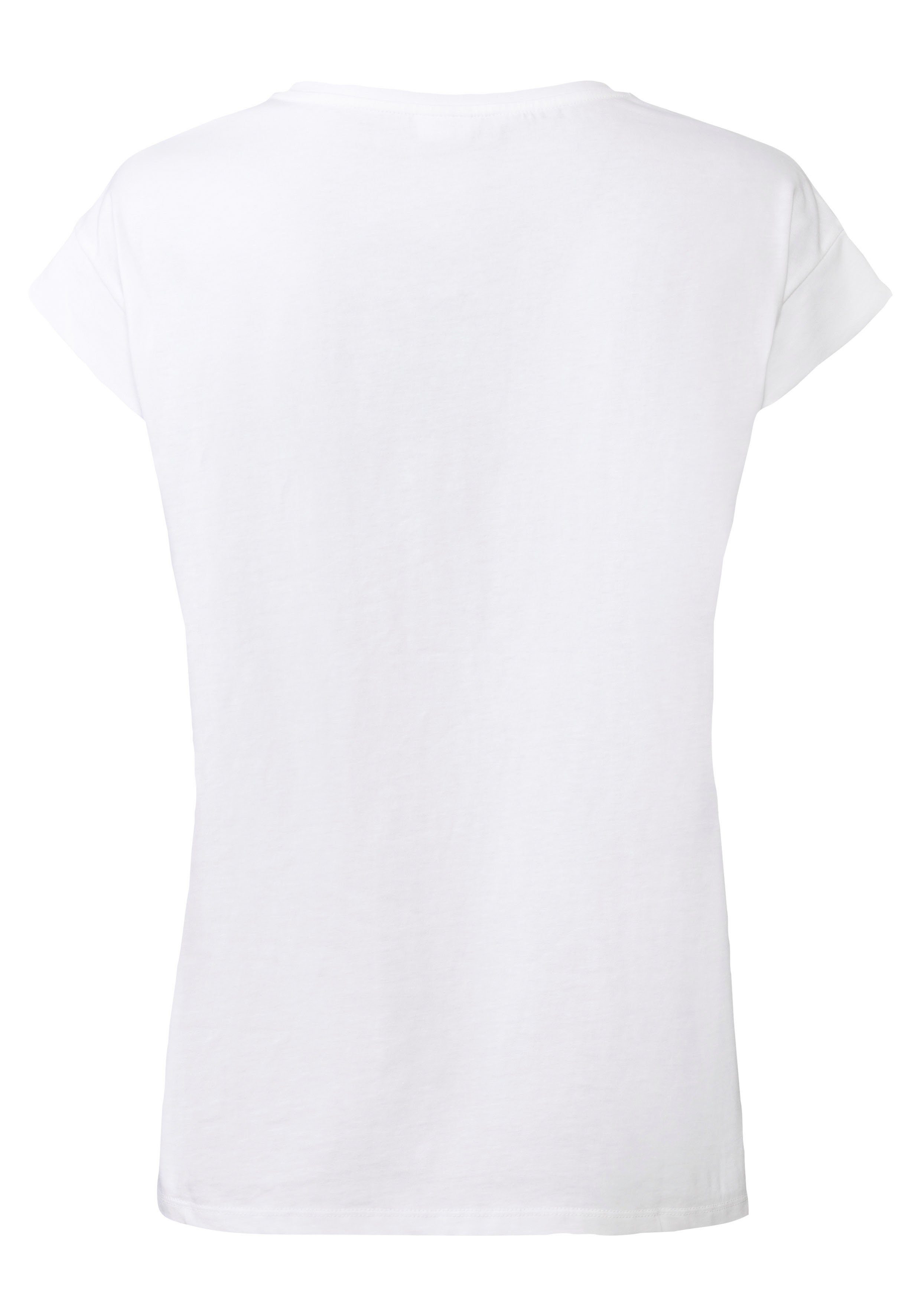 LASCANA Kurzarmshirt mit Frontdruck, T-Shirt aus Baumwolle, Printshirt, Basic – Bild 4 von 5