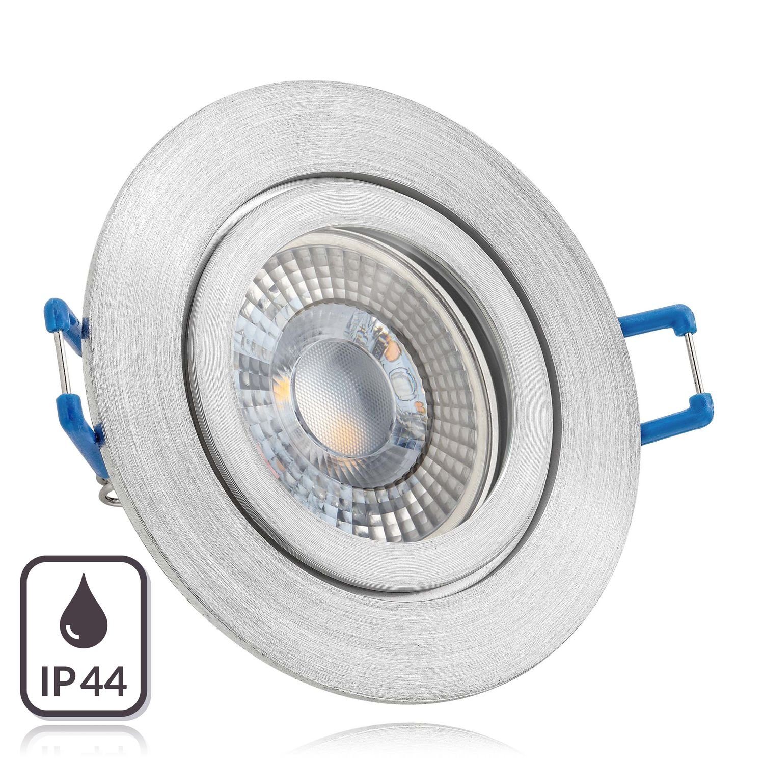 LEDANDO LED Einbaustrahler Einbaustrahler LED in Set IP44 aluminium 3W flach natur mit extra RGB