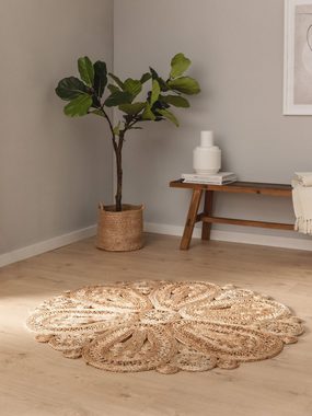 Teppich Kamala, benuta, rund, Höhe: 6 mm, Kunstfaser, Berber, Ethno-Style, Wohnzimmer