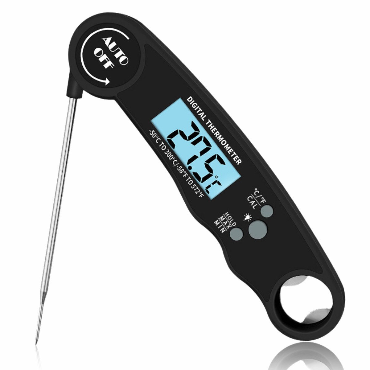 Forrlite Grillthermometer Fleischthermometer, Digitales Bratenthermometer Thermometer Kochen, Küchenthermometer mit 3s Sofortiges Auslesen, Langer Sonde und LCD Bildschirm, Auto ON / Off für Küche, Grill, BBQ