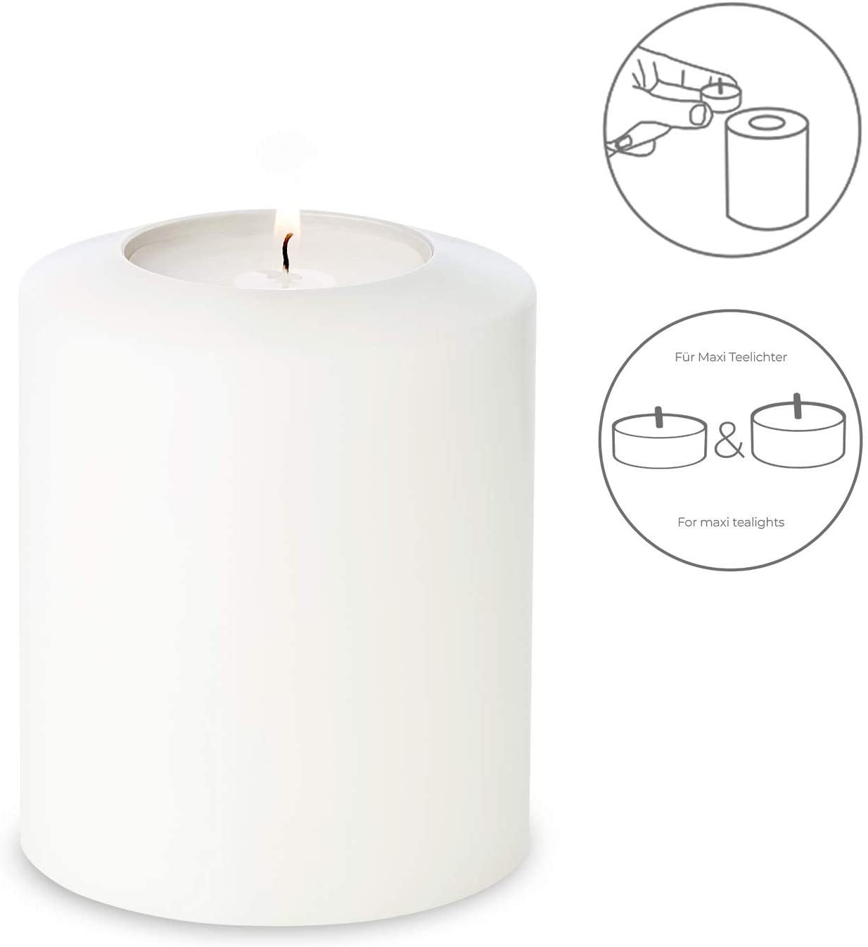 EDZARD Stumpenkerze Cornelius Ø 10 cm- Serie Pine, (H 13 cm) Stumpenkerzen-Optik, Dauerkerze für Maxi-Teelichter