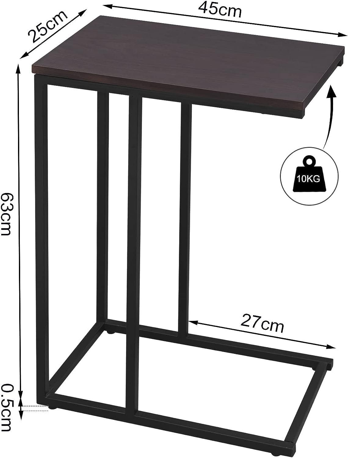 Schwarz MDF aus Metall Tischplatte | Beistelltisch Gestell (1-St), Dunkelbuche aus Sofatisch Woltu