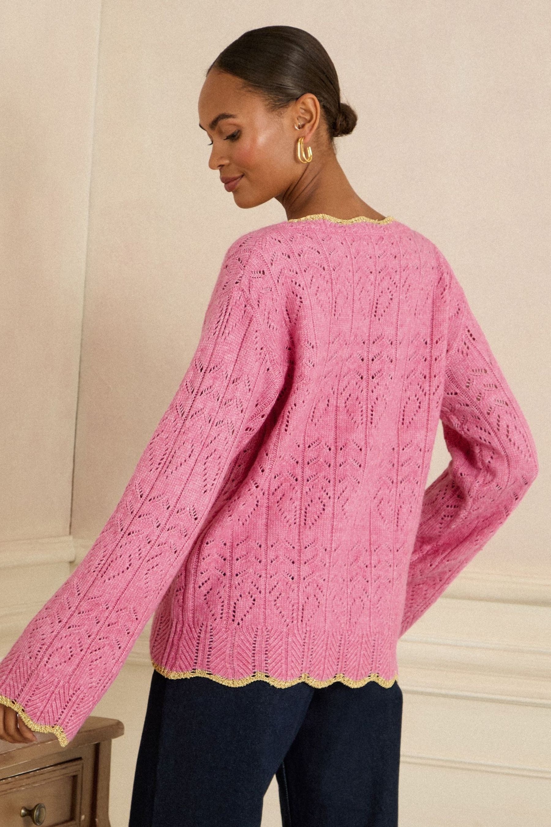 Love & Roses V-Ausschnitt-Pullover Love & Roses Pullover mit Lochstickerei günstig online kaufen
