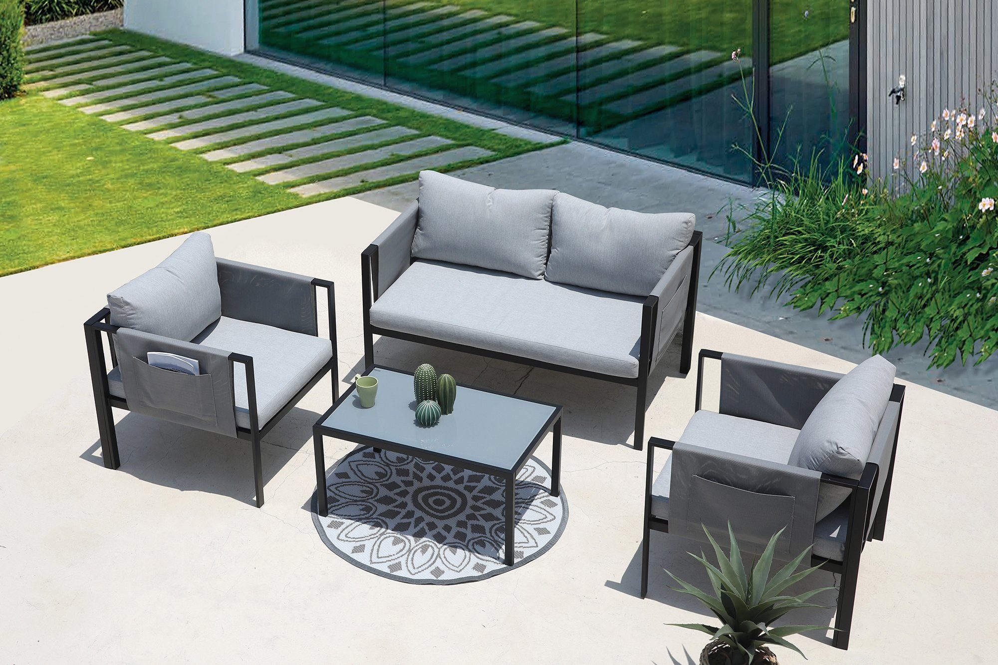 TPFGarden GartenloungeSet YOLO, (4 Personen, 11tlg., 2er Sofa, 2