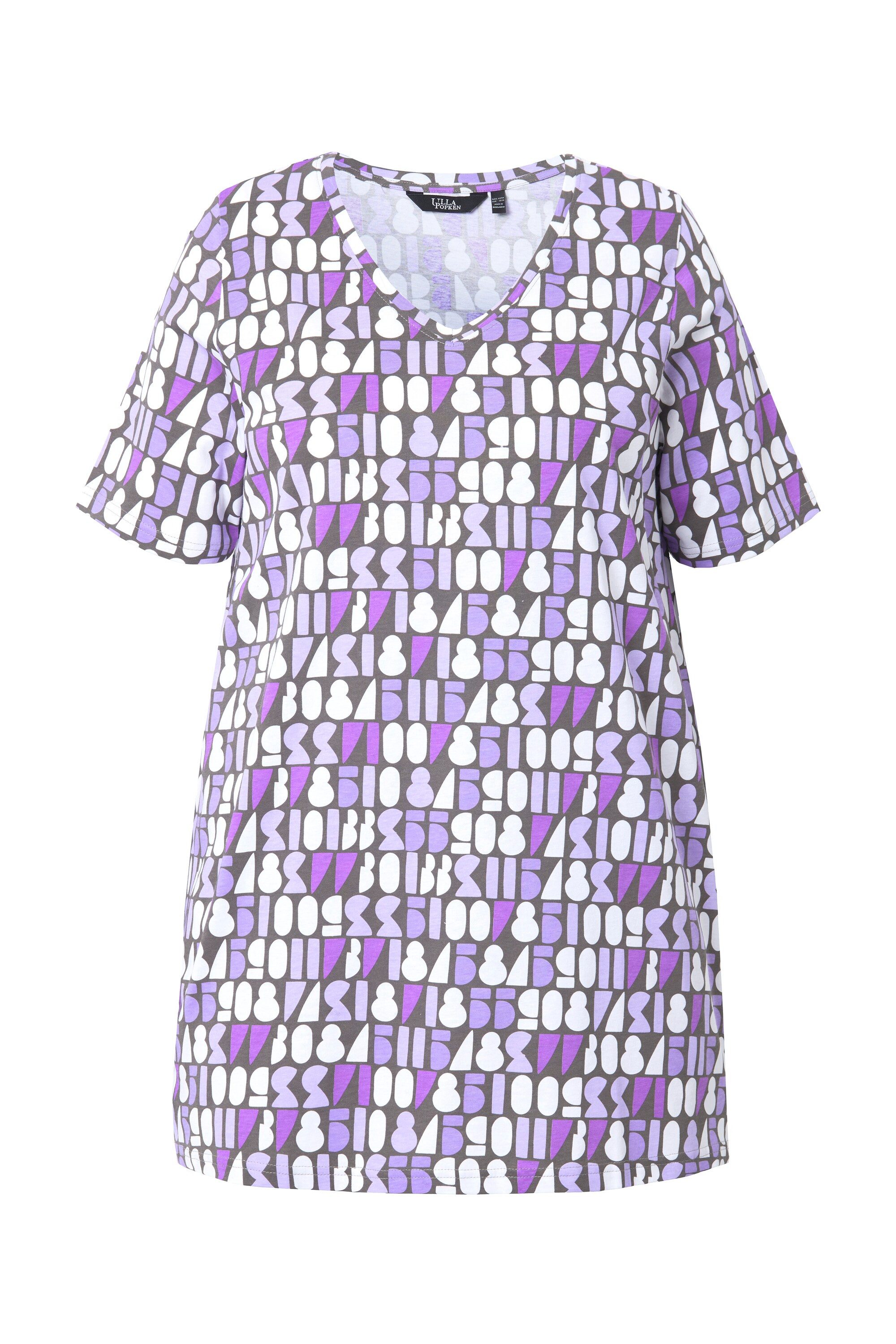 T-Shirt T-Shirt Zahlen A-Linie V-Ausschnitt Halbarm