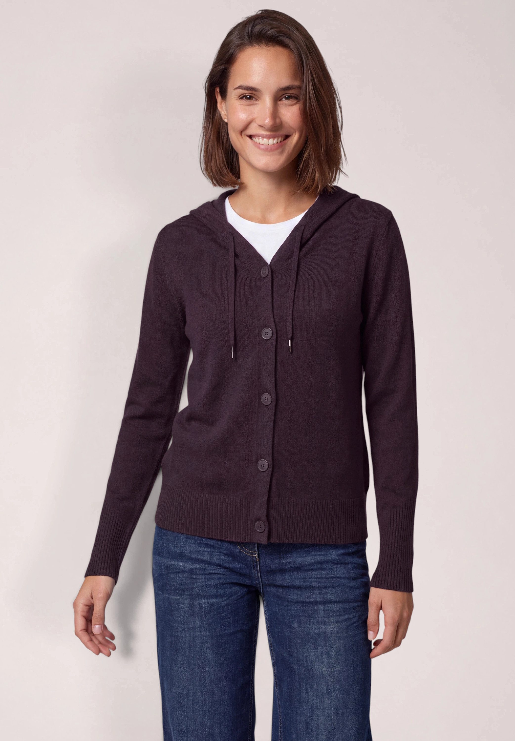 CECIL Cardigan mit Kapuze mit Tunnelzugband