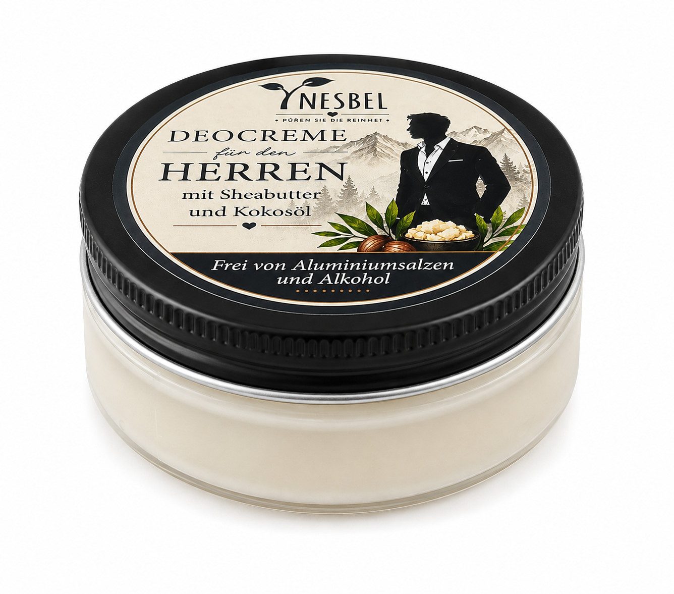 Nesbel - Spüren Sie die Reinheit? Deo-Creme Herren, 1-tlg., mit Sheabutter und Kokosöl 40 ml